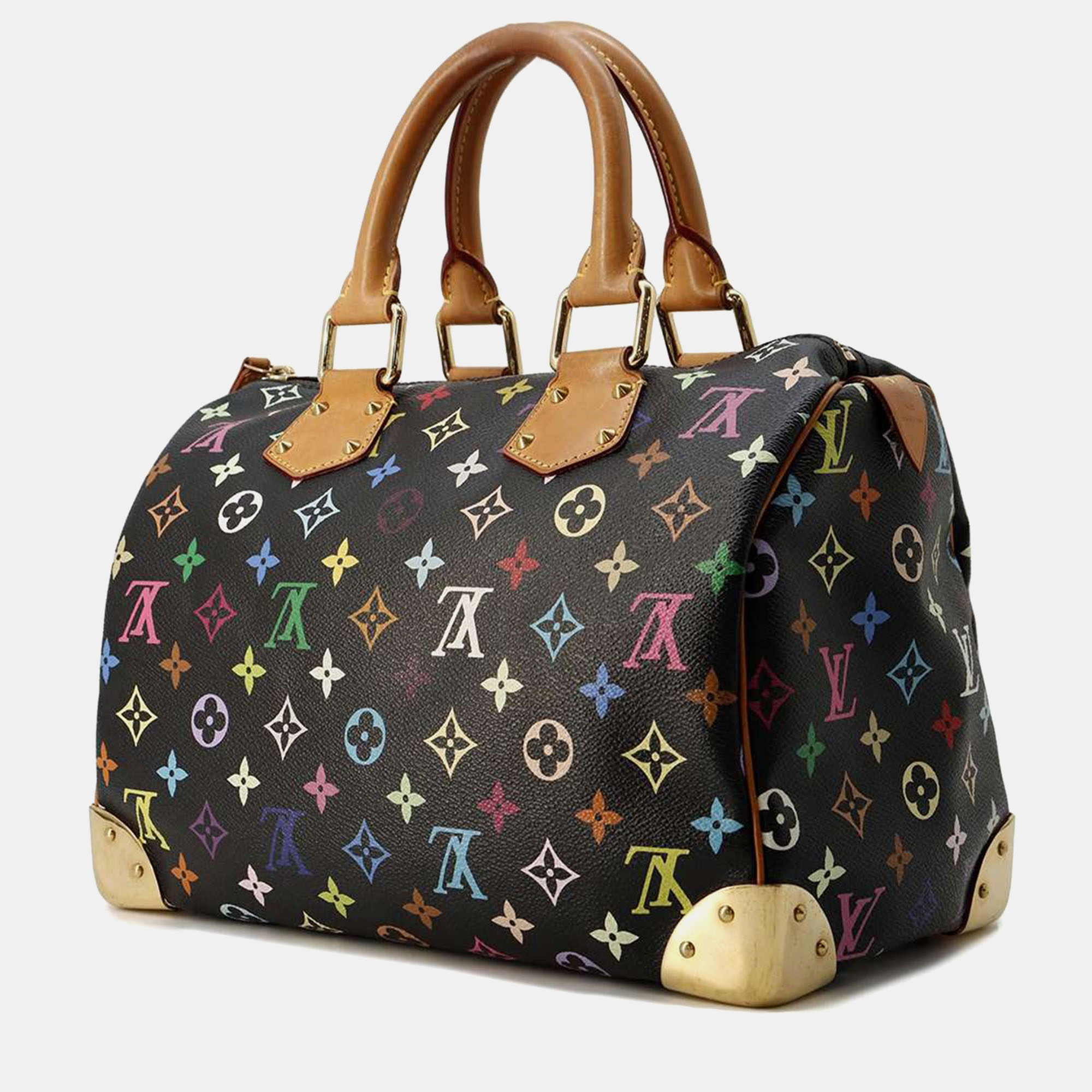 Louis Vuitton Black Multicolor Monogram Speedy 30 Satchel Bag