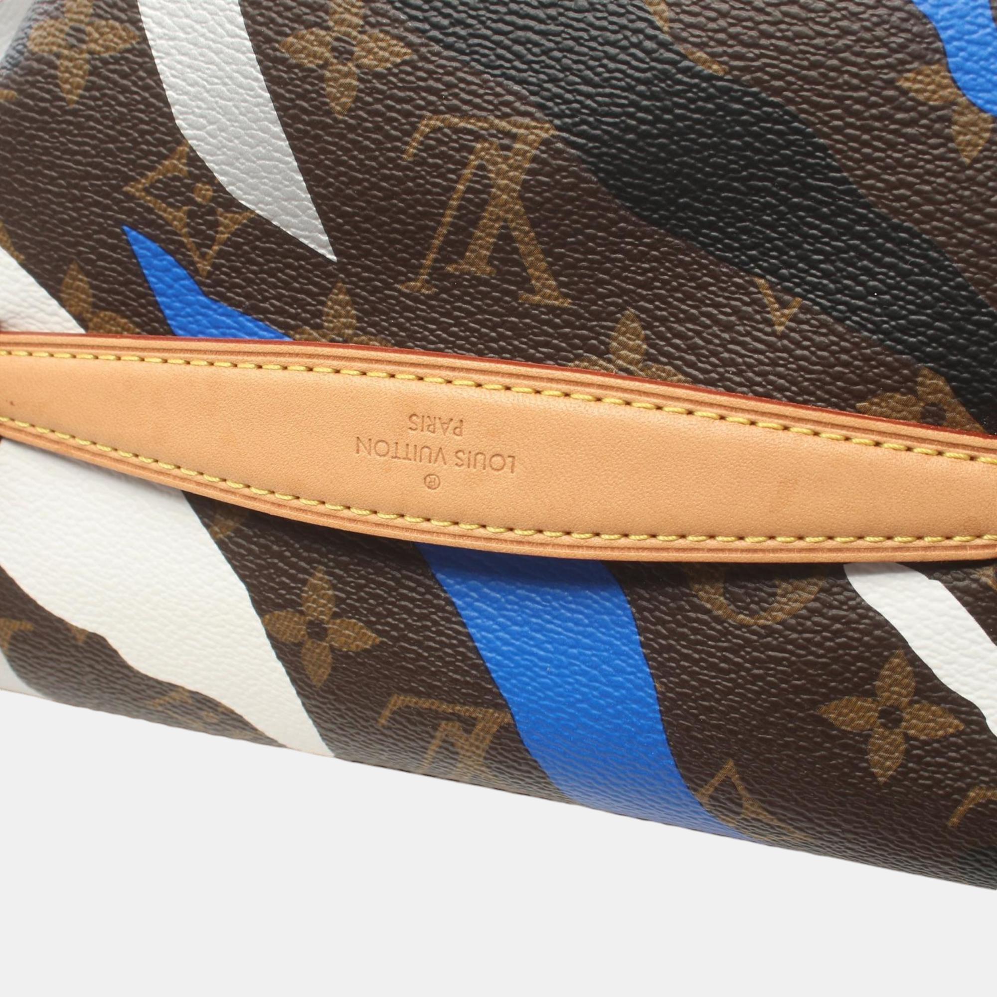 Louis Vuitton League Of Legends Brown Blue Multicolor Coated Canvas Leather MM Monogram Waist Bag