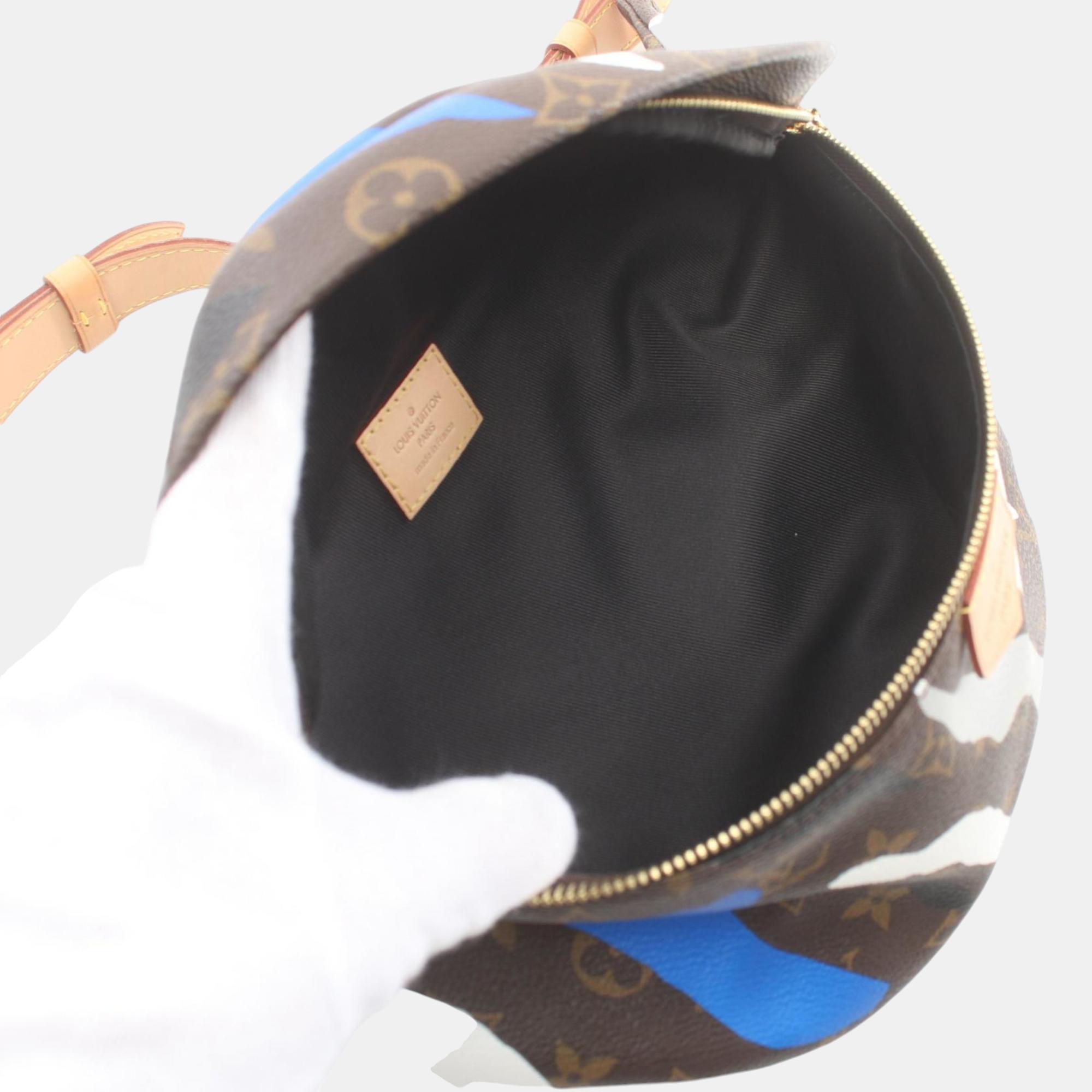 Louis Vuitton League Of Legends Brown Blue Multicolor Coated Canvas Leather MM Monogram Waist Bag