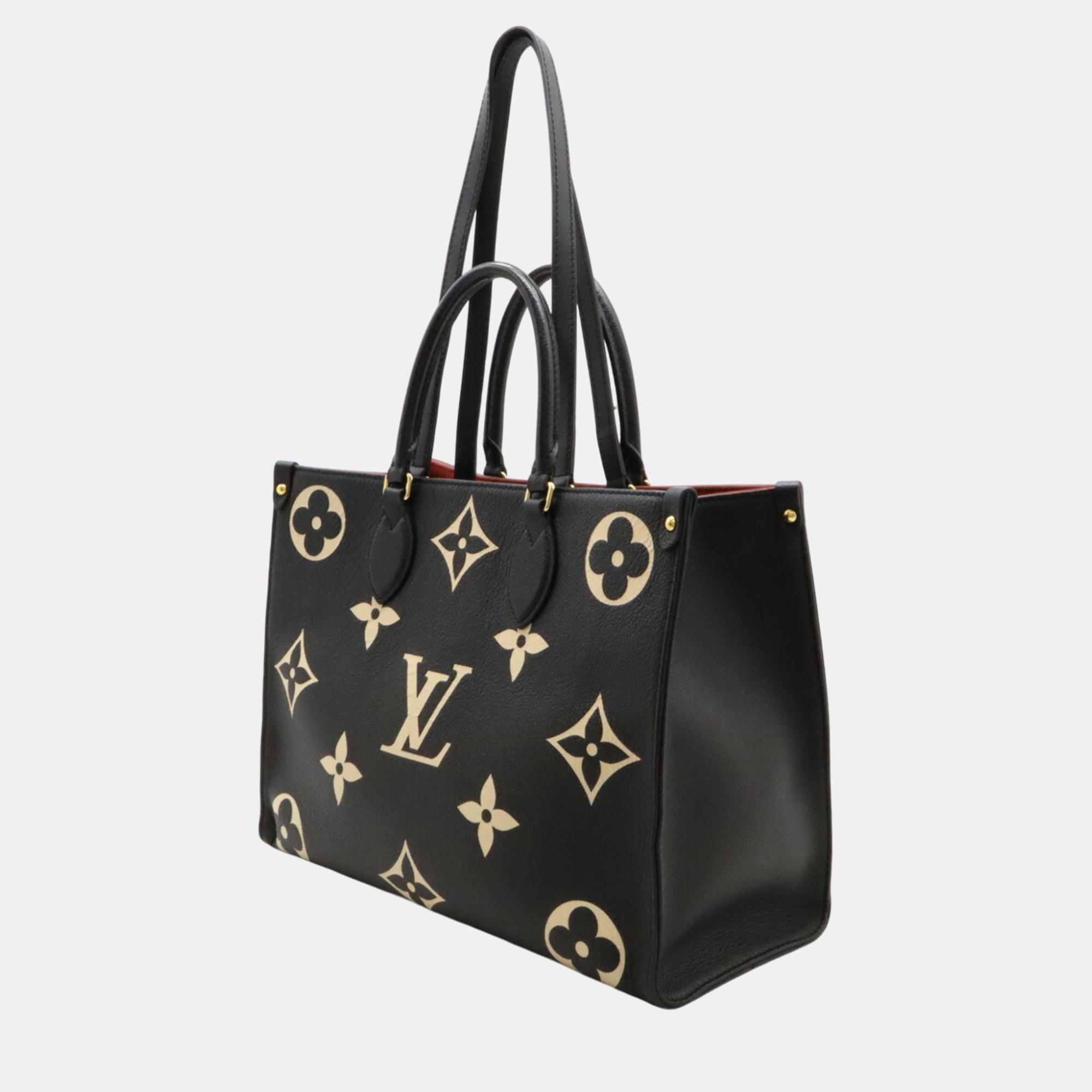 Louis Vuitton Black Beige Monogram Empreinte On The Go MM Tote Bag