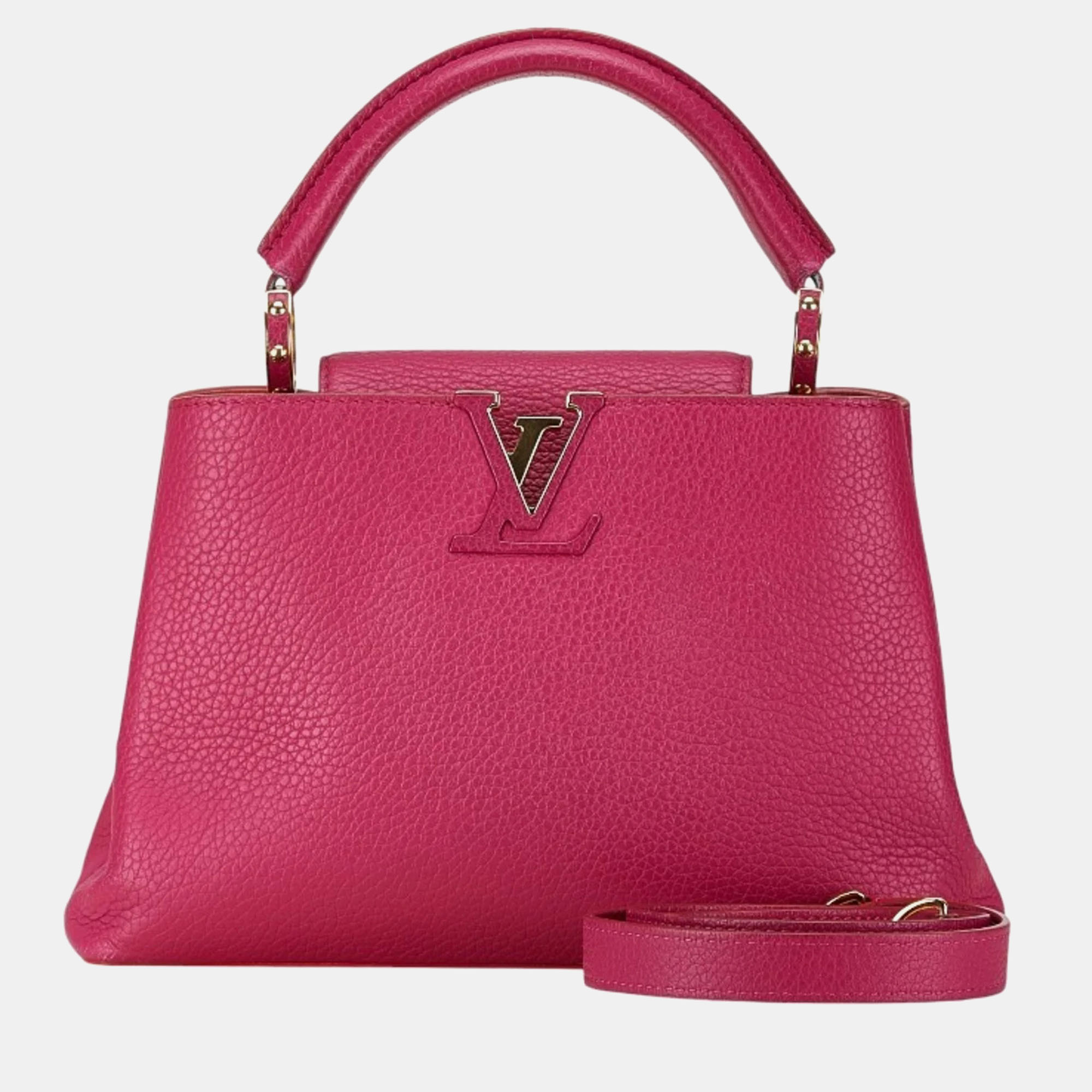 Louis Vuitton Pink Taurillion Leather BB Capucines Top Handle Bag