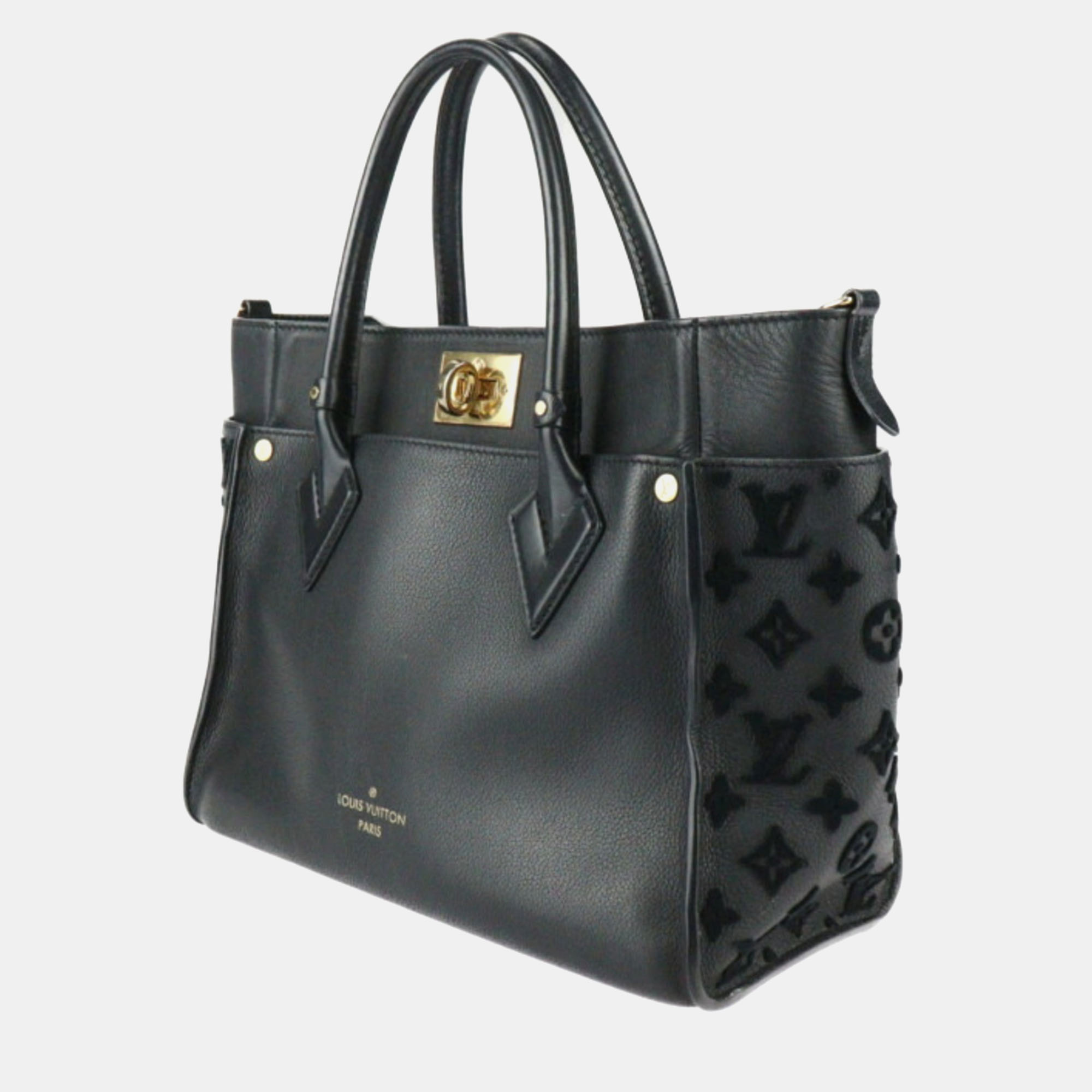 Louis Vuitton Black Leather On My Side MM Monogram Tuftage Shoulder Bag