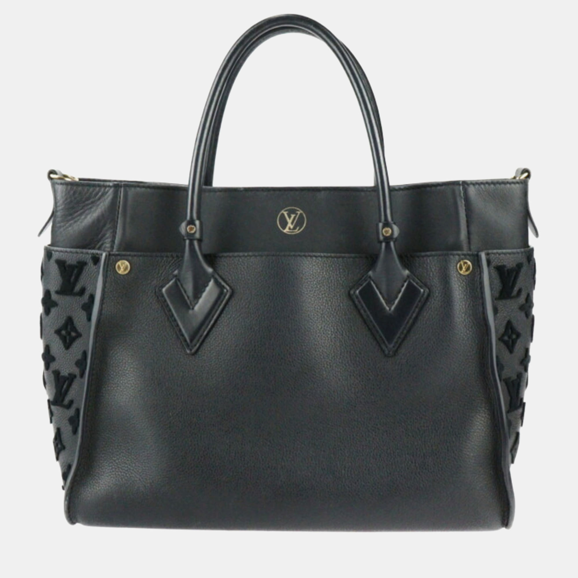 Louis Vuitton Black Leather On My Side MM Monogram Tuftage Shoulder Bag