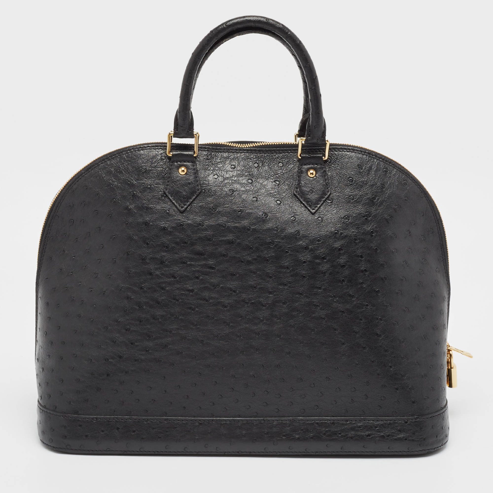 Louis Vuitton Black Ostrich Alma GM Bag