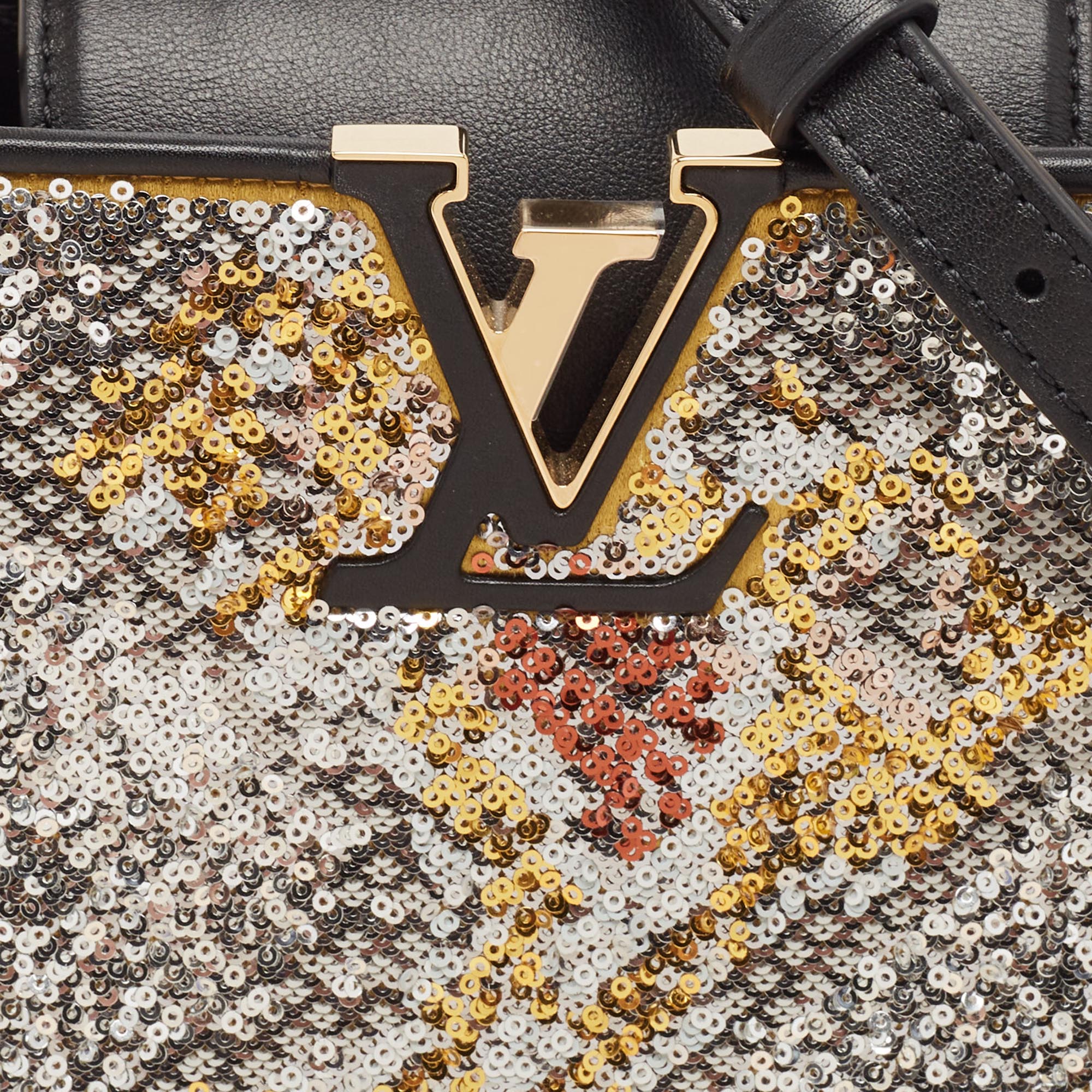 Louis Vuitton Multicolor Sequin And Leather Mini Capucines Bag