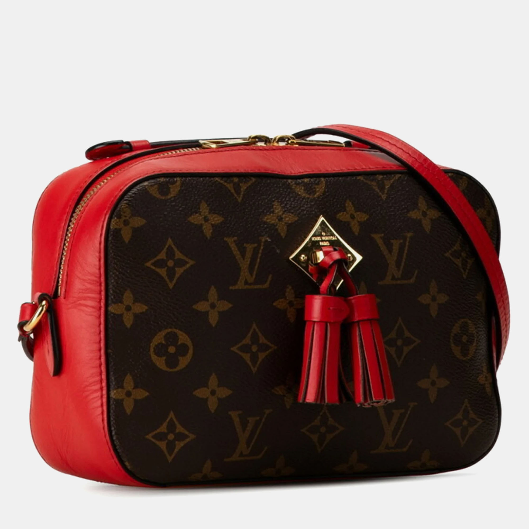 Louis Vuitton Red/Brown Monogram Canvas With Leather Saintonge Shoulder Bags