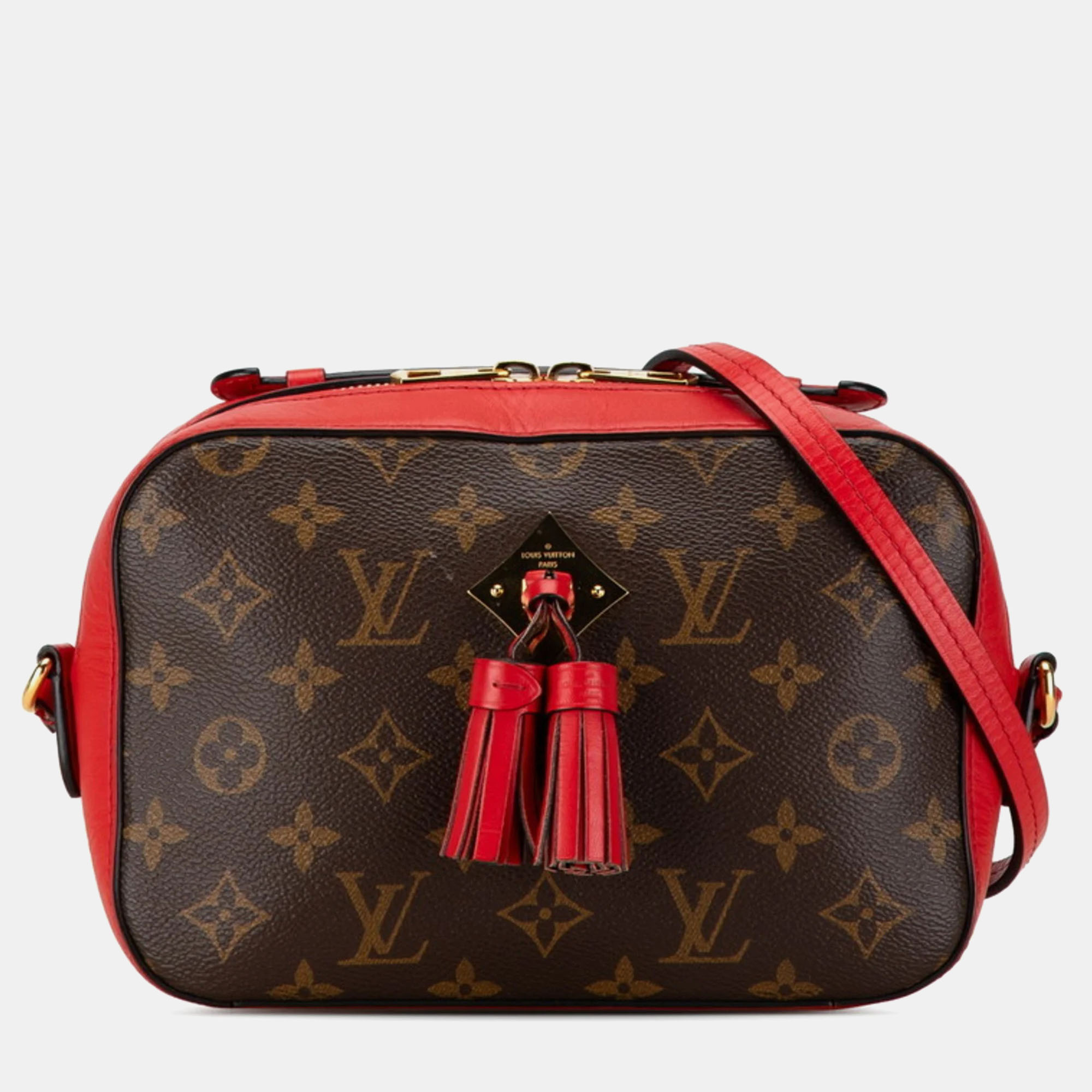 Louis Vuitton Red/Brown Monogram Canvas With Leather Saintonge Shoulder Bags