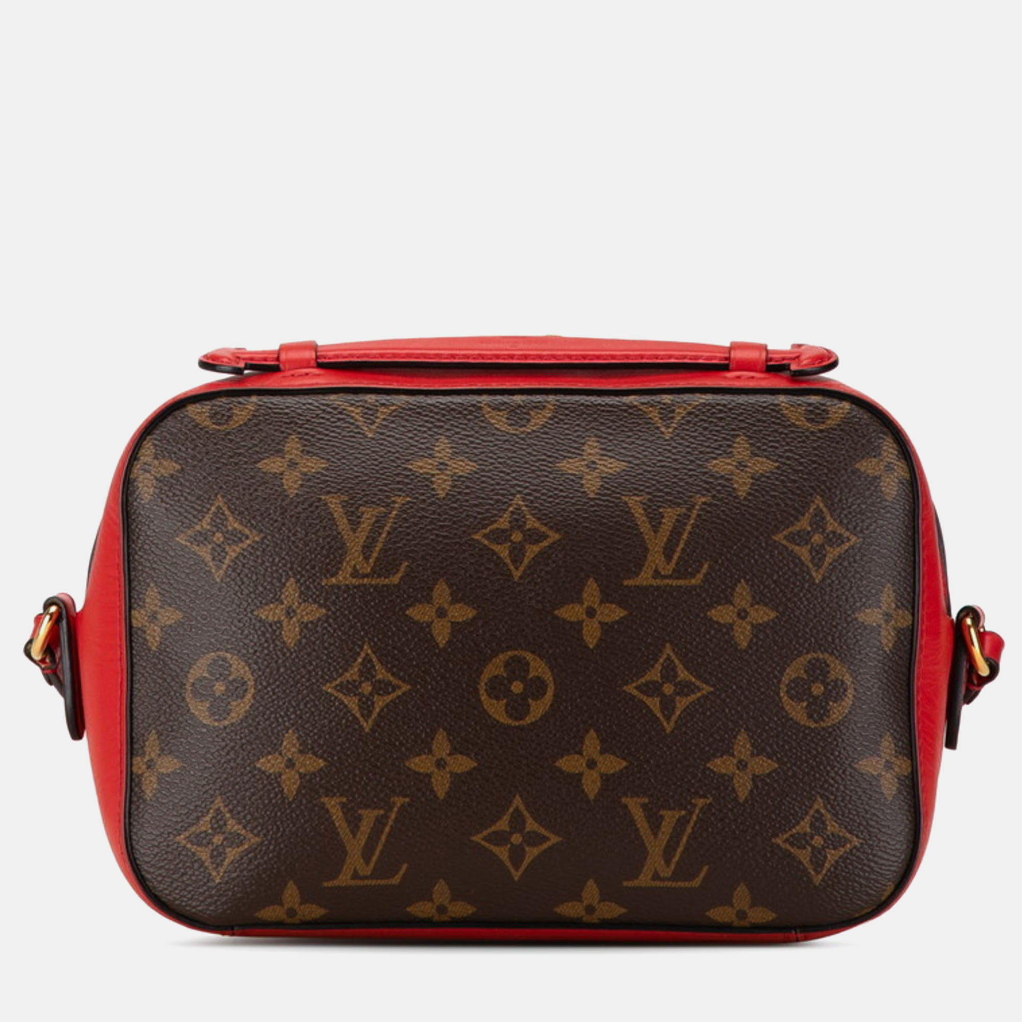 Louis Vuitton Red/Brown Monogram Canvas With Leather Saintonge Shoulder Bags