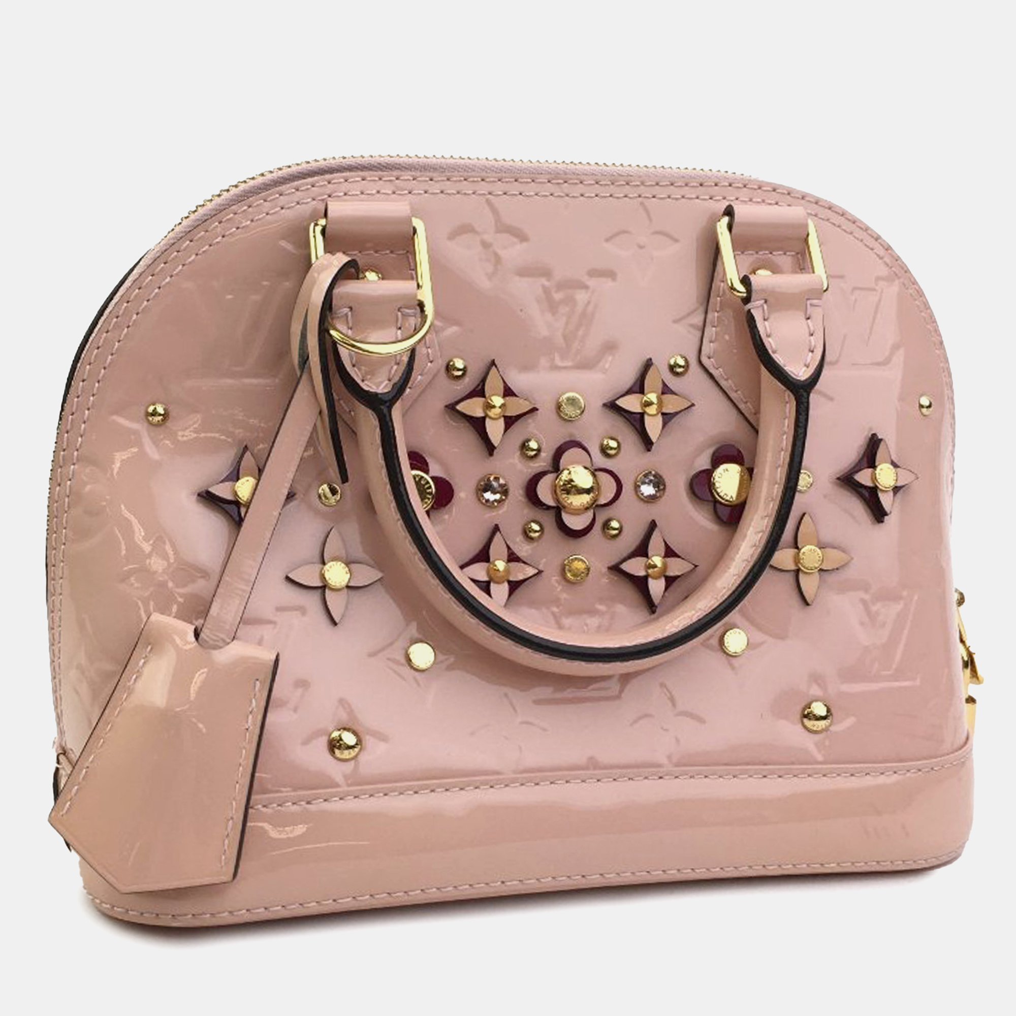 Louis Vuitton Pink Monogram Vernis Flower Alma BB Satchel Bag