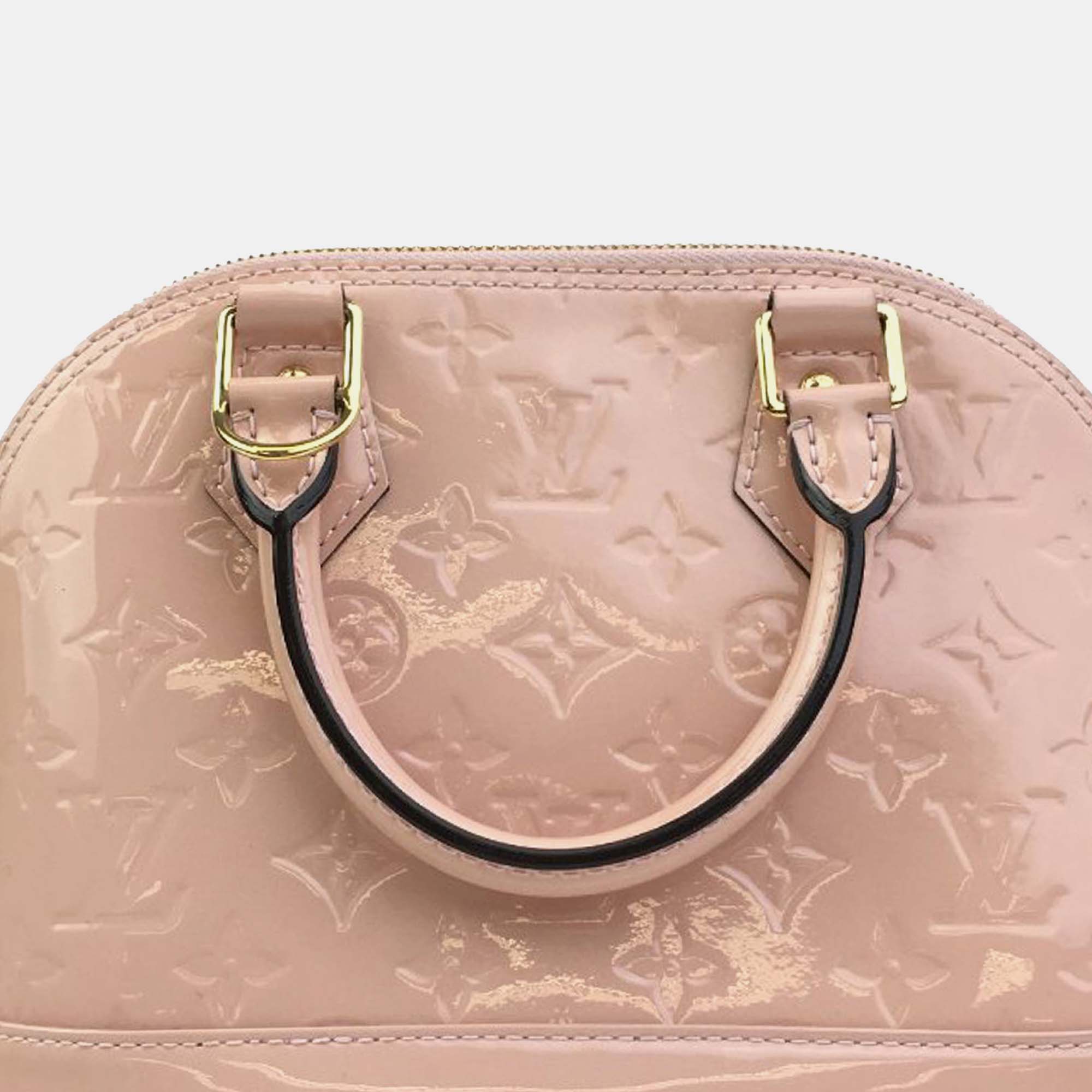 Louis Vuitton Pink Monogram Vernis Flower Alma BB Satchel Bag