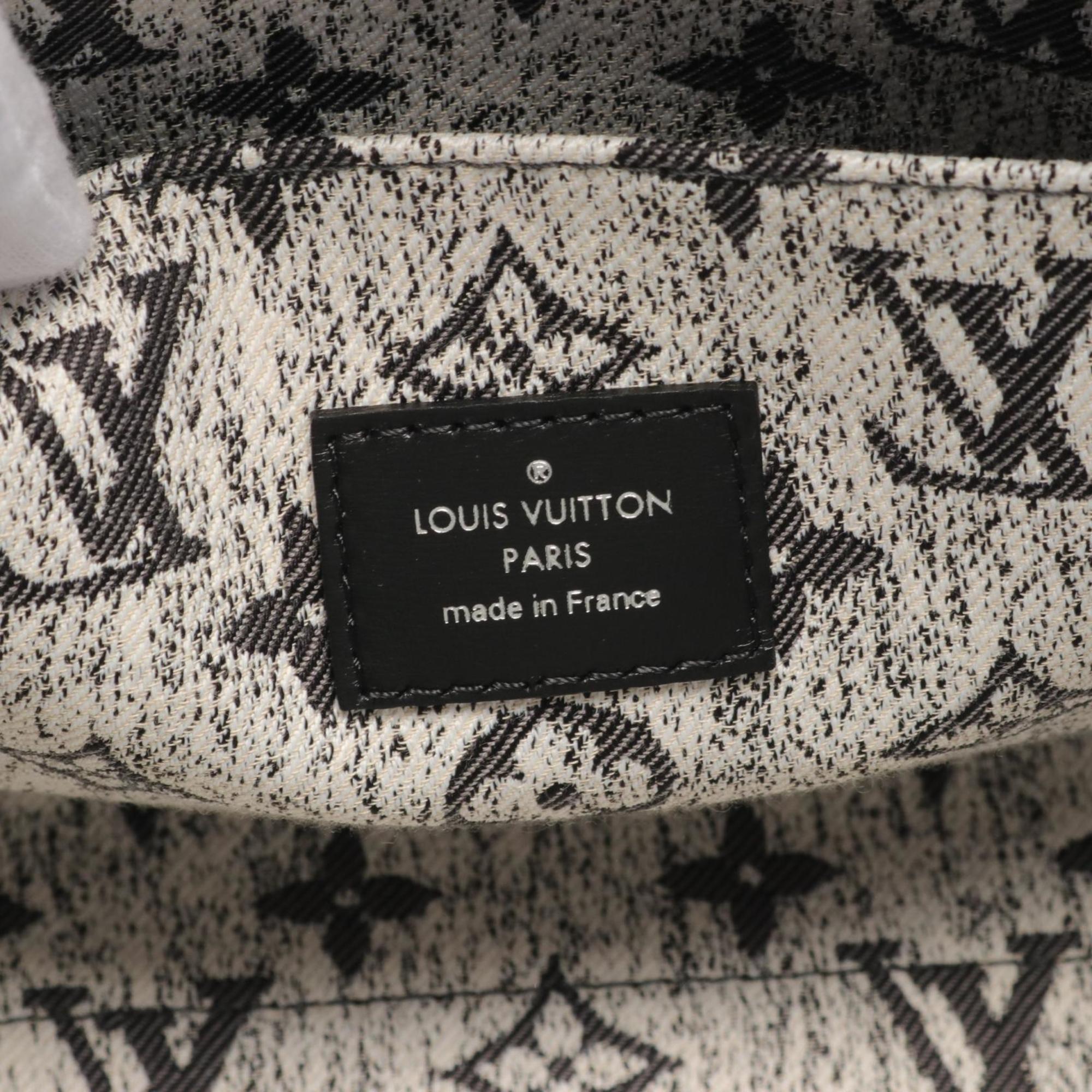 Louis Vuitton On The Go Mm Denim Leather Monogram Black White Tote Bag