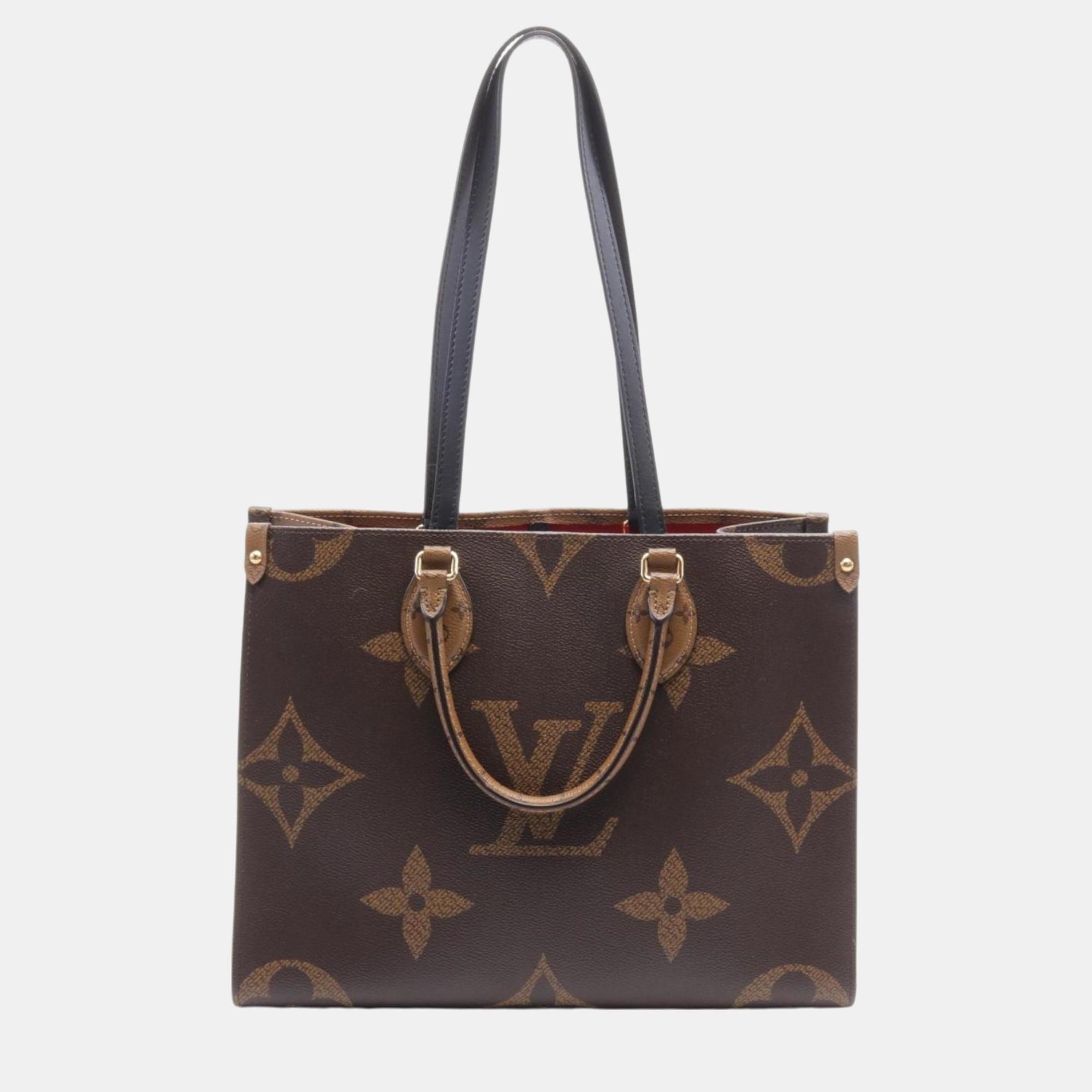 Louis Vuitton On The Go Mm Coated Canvas Leather Monogram Giant Reverse Brown Beige Tote Bag
Louis Vuitton On The Go Mm Coated Canvas Leather Monogram Giant Reverse Brown Beige Tote Bag