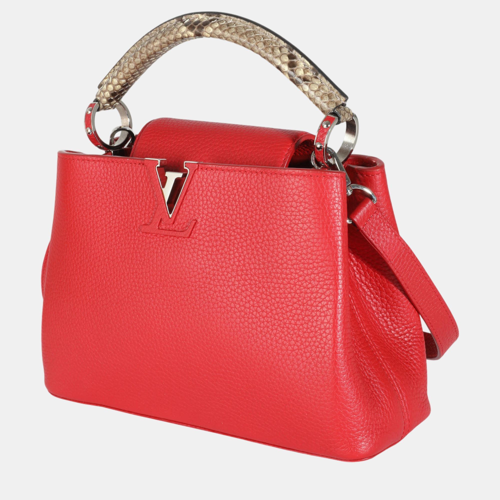 Louis Vuitton Red Python-Trimmed Taurillon Capucines BB Bag