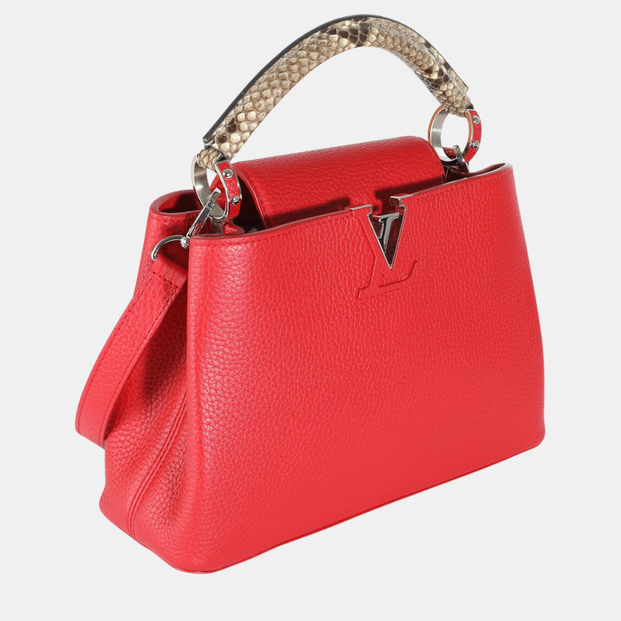 Louis Vuitton Red Python-Trimmed Taurillon Capucines BB Bag