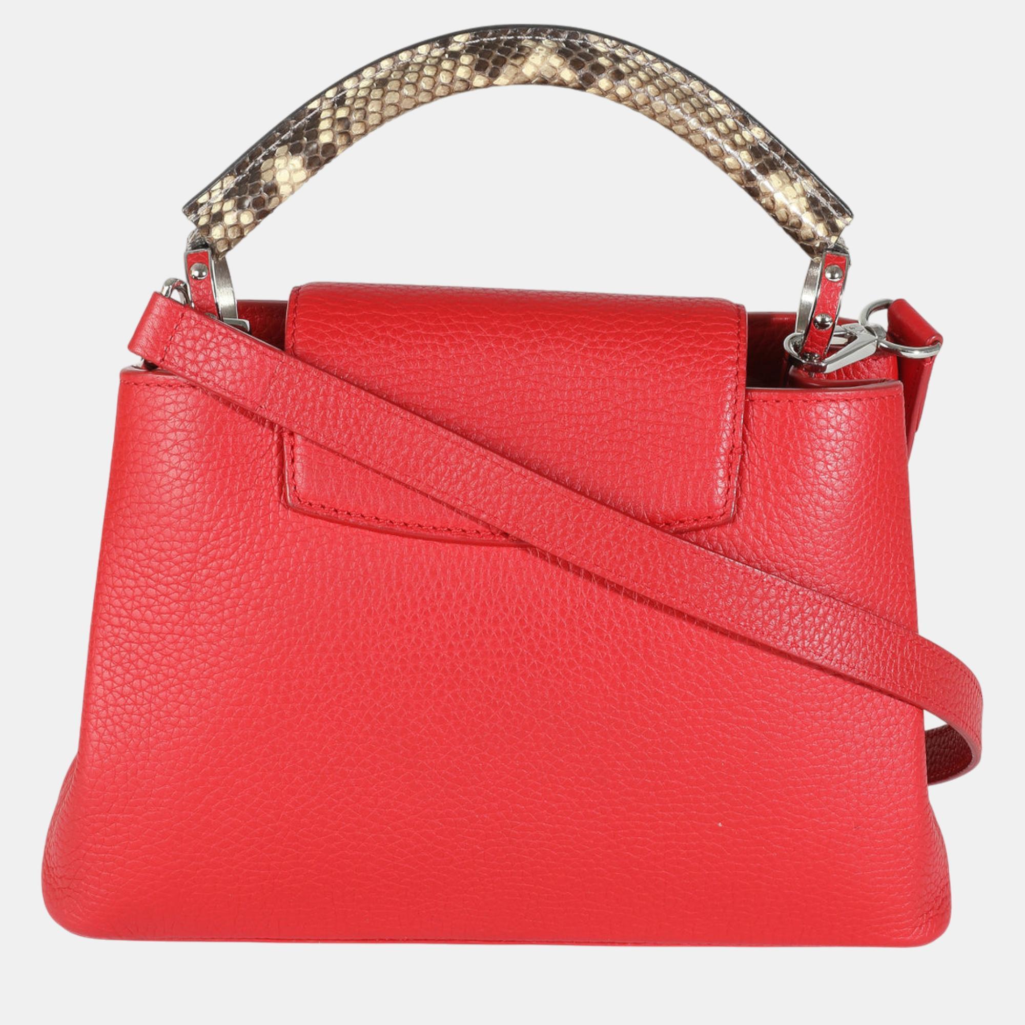 Louis Vuitton Red Python-Trimmed Taurillon Capucines BB Bag