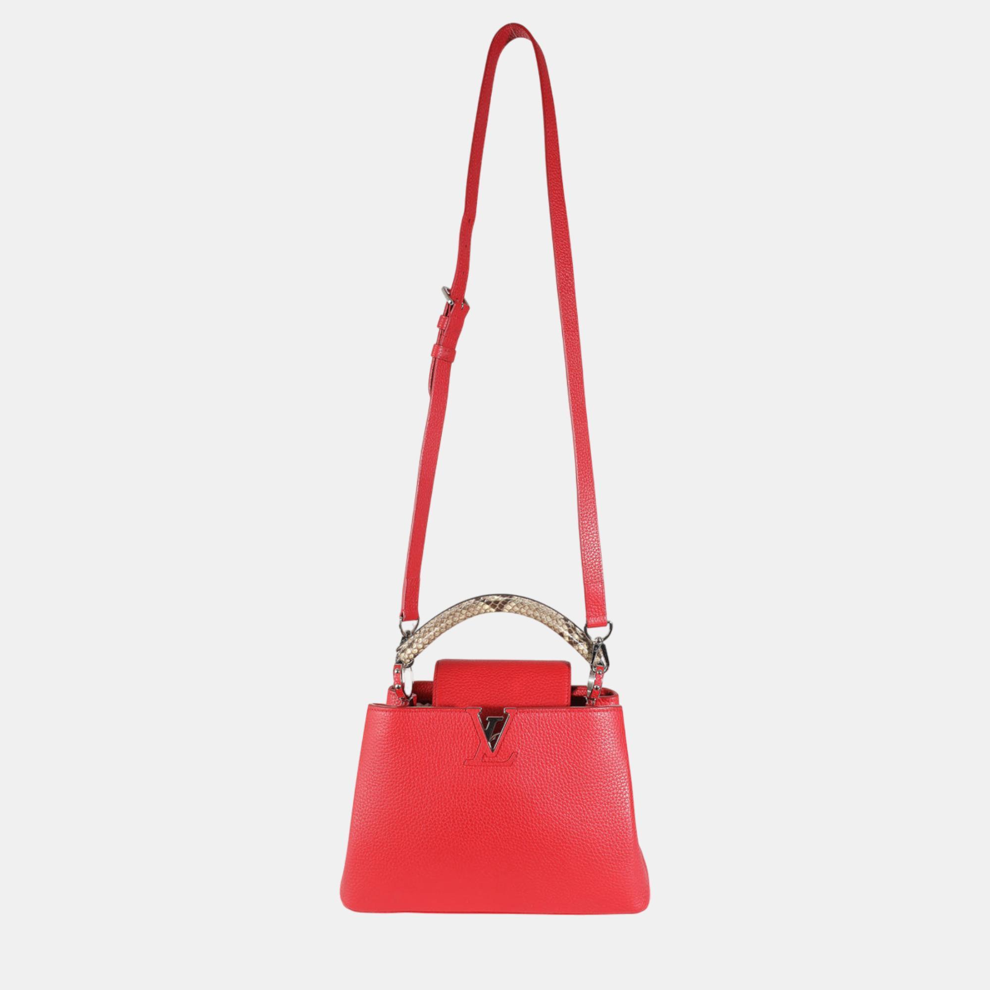 Louis Vuitton Red Python-Trimmed Taurillon Capucines BB Bag