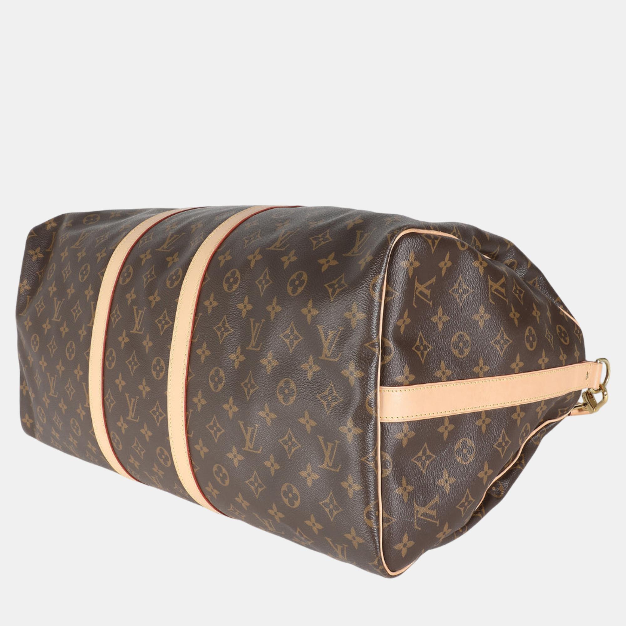 Louis Vuitton Brown Monogram Canvas Keepall Bandouliere 55 Bag