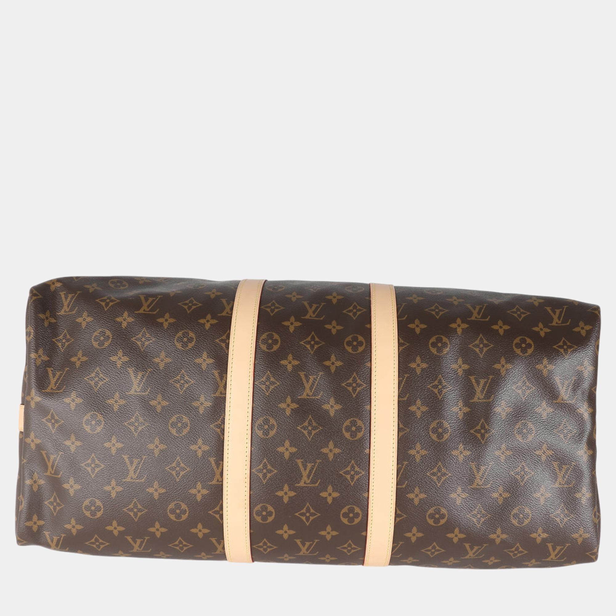 Louis Vuitton Brown Monogram Canvas Keepall Bandouliere 55 Bag