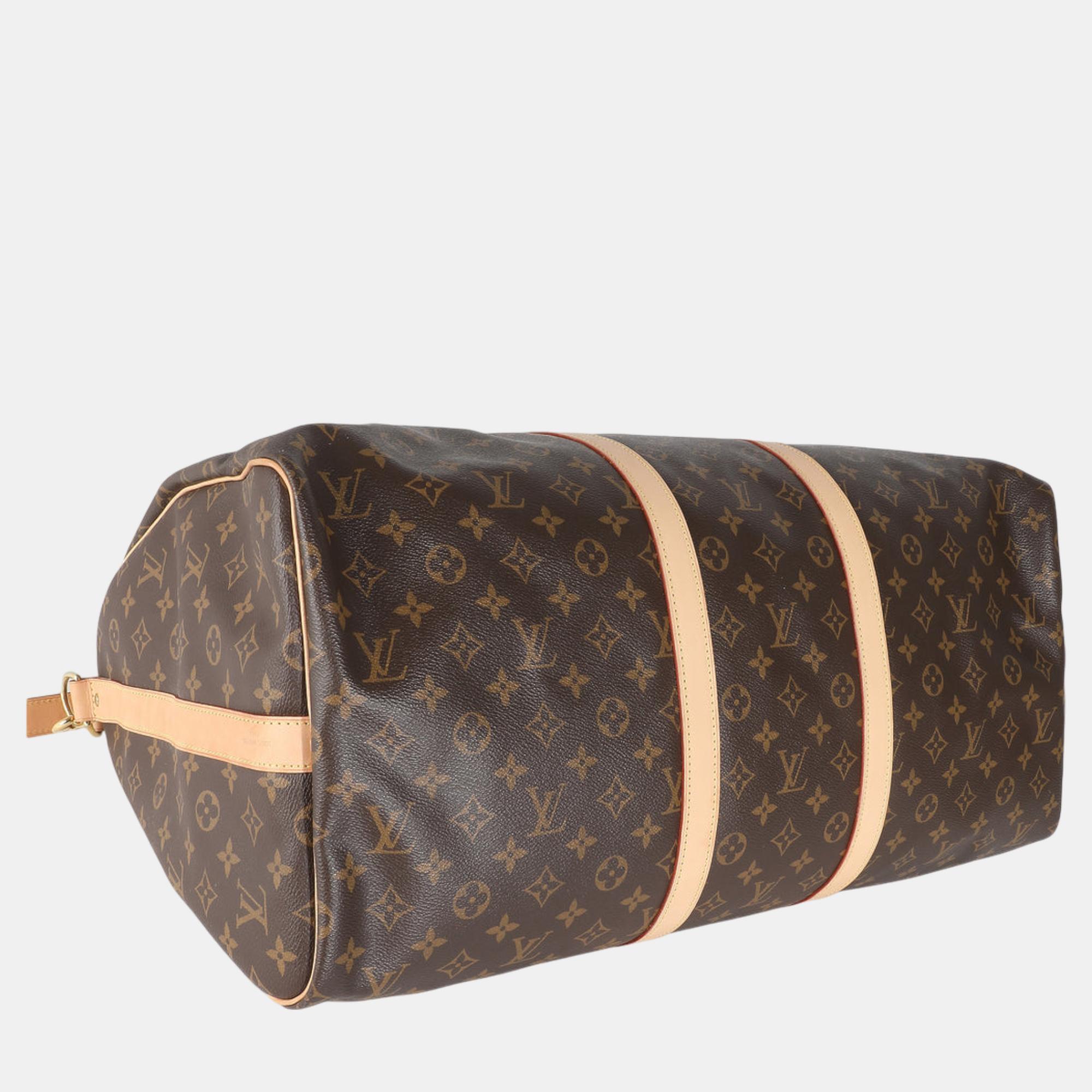 Louis Vuitton Brown Monogram Canvas Keepall Bandouliere 55 Bag