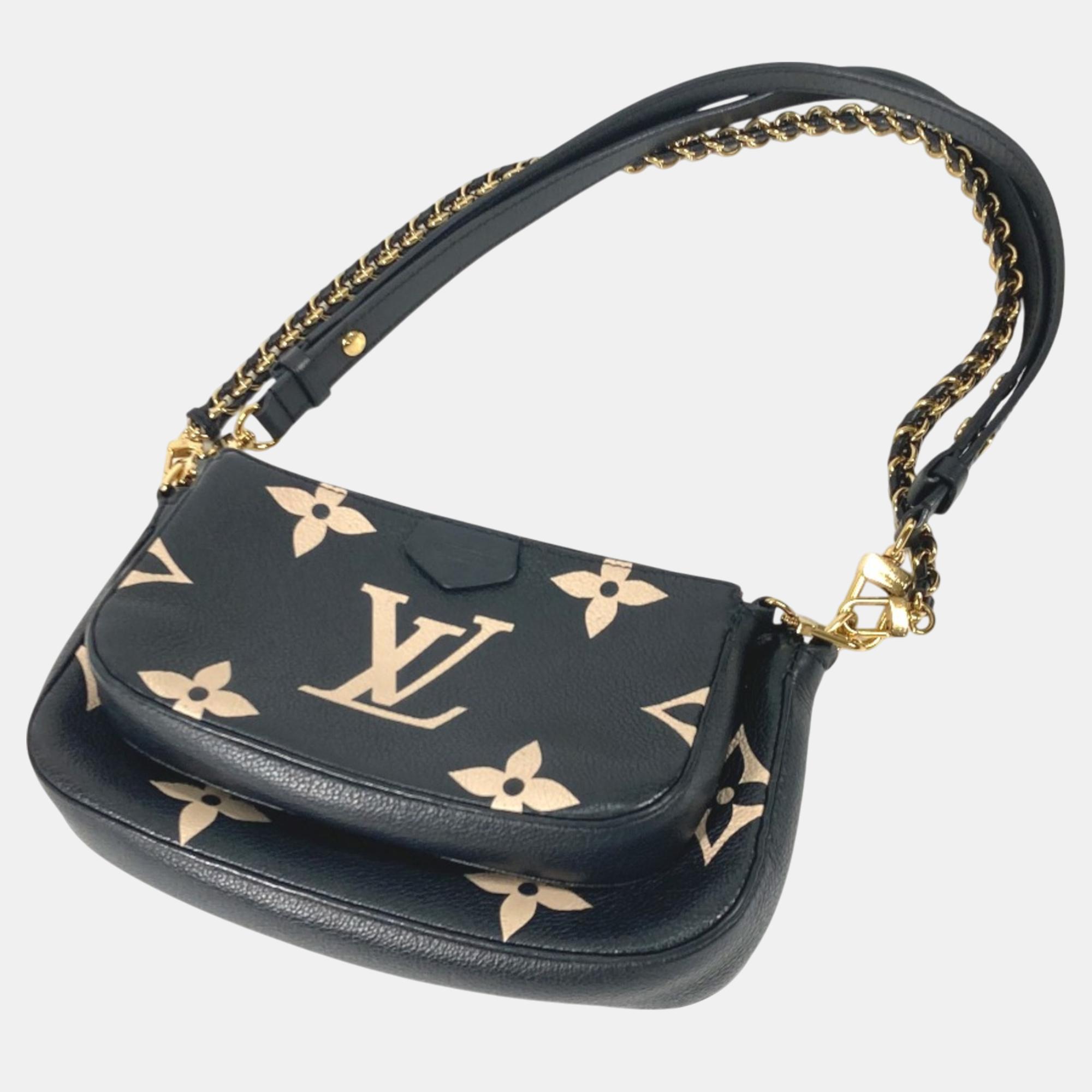 Louis Vuitton Black Beige Monogram Empreinte Bicolor Shoulder Bag