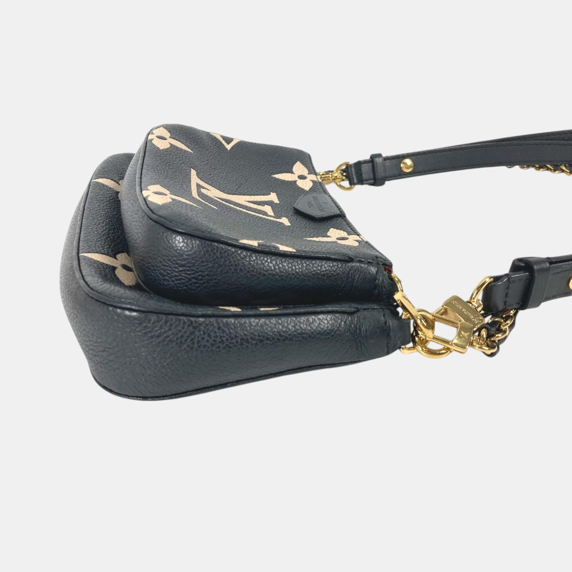 Louis Vuitton Black Beige Monogram Empreinte Bicolor Shoulder Bag