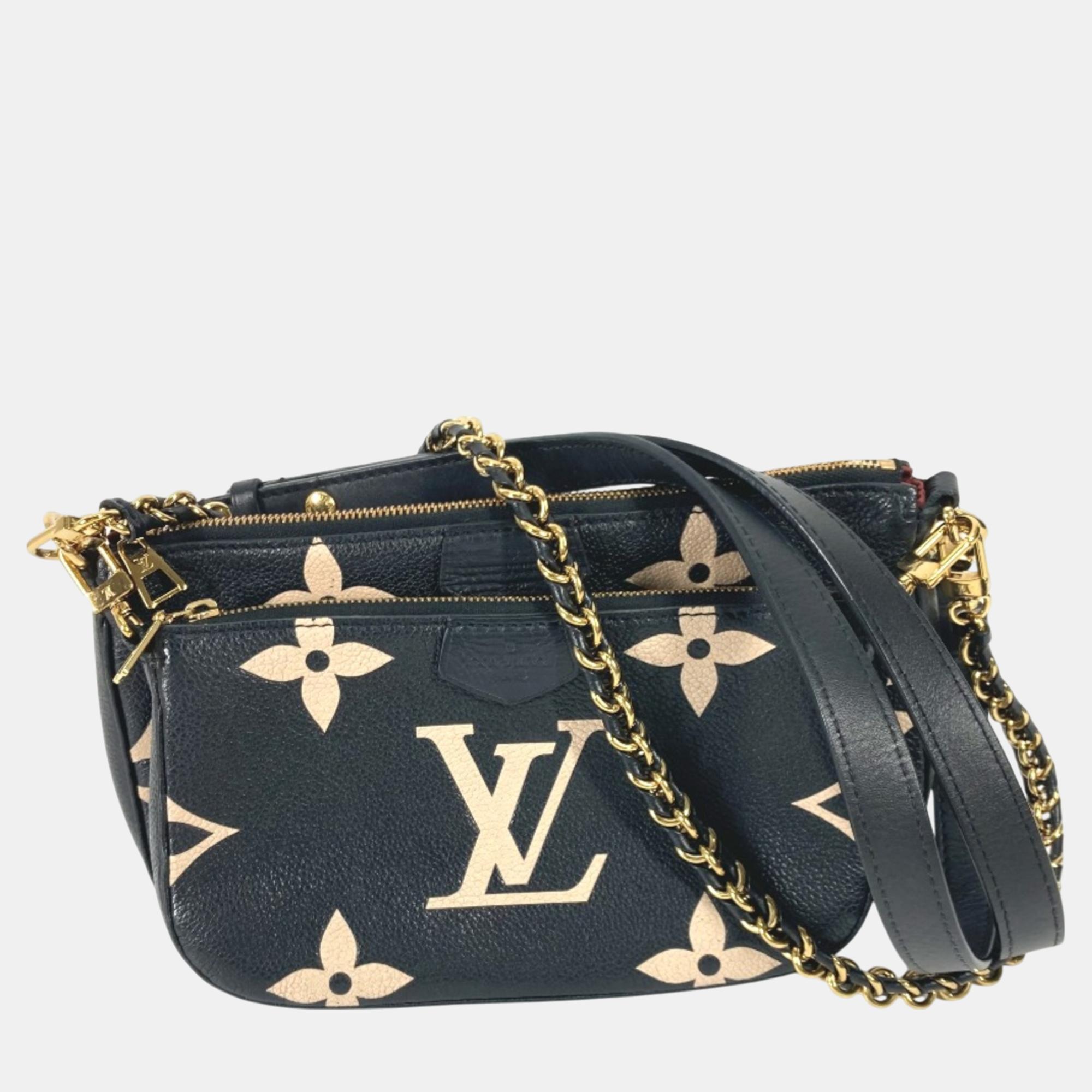 Louis Vuitton Black Beige Monogram Empreinte Bicolor Shoulder Bag