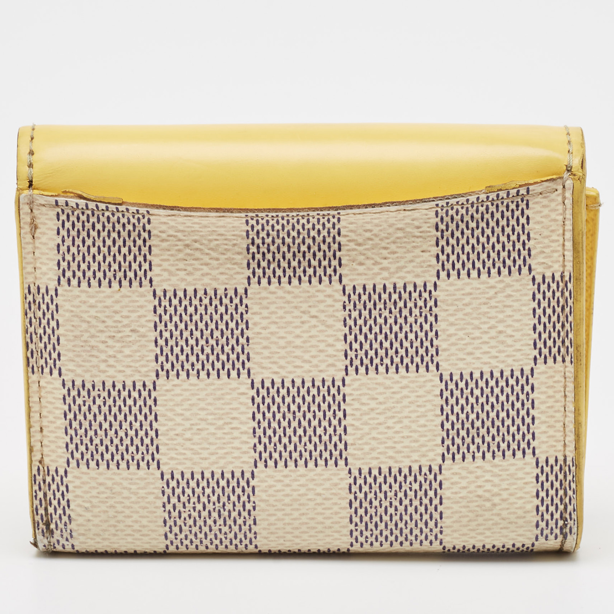 Louis Vuitton Jaune Pale Leather And Damier Azur Canvas Zoe Wallet