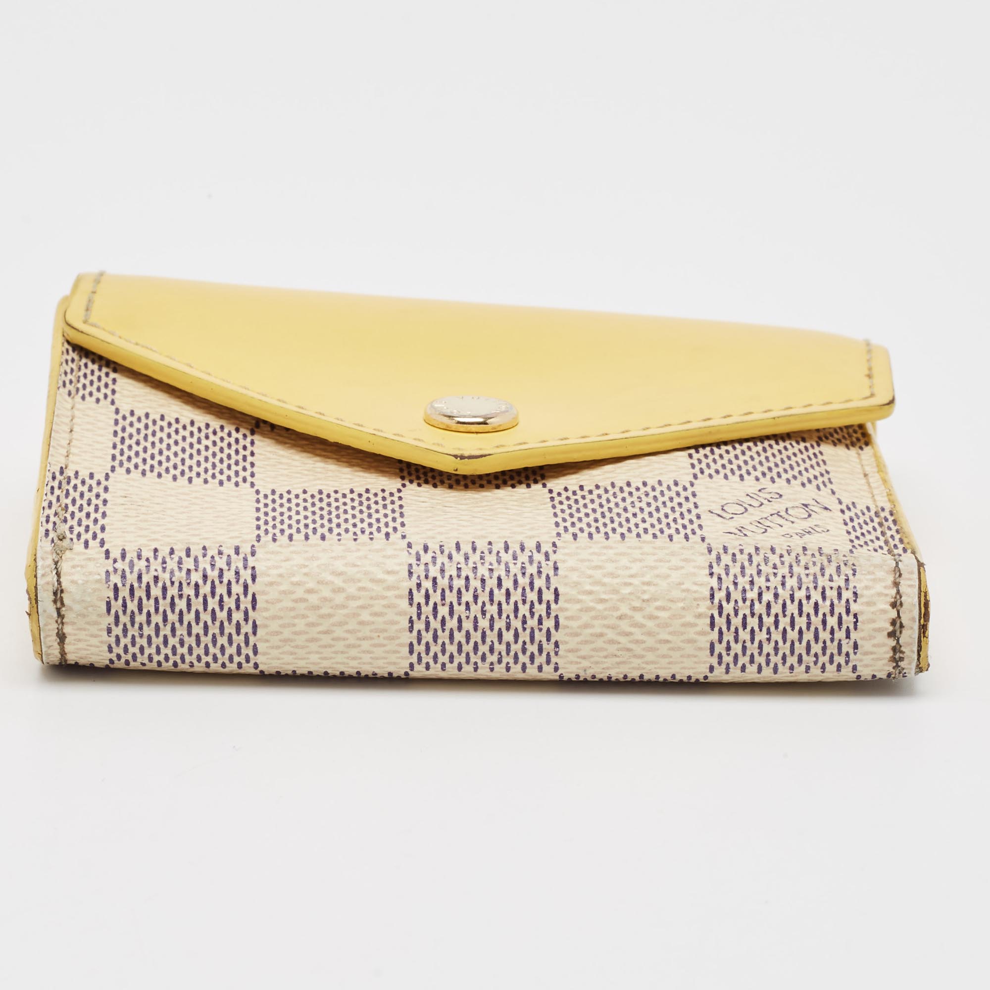 Louis Vuitton Jaune Pale Leather And Damier Azur Canvas Zoe Wallet