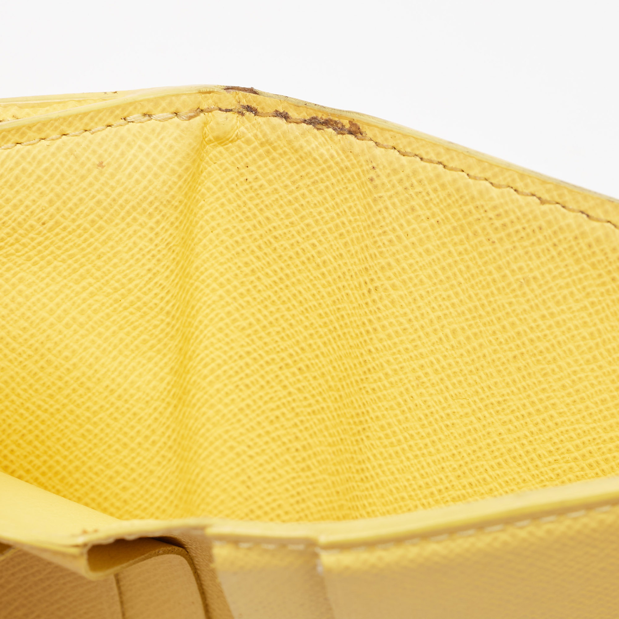 Louis Vuitton Jaune Pale Leather And Damier Azur Canvas Zoe Wallet