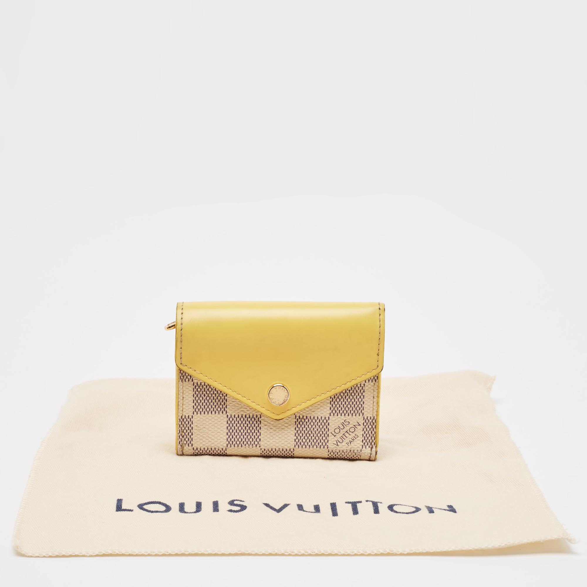 Louis Vuitton Jaune Pale Leather And Damier Azur Canvas Zoe Wallet