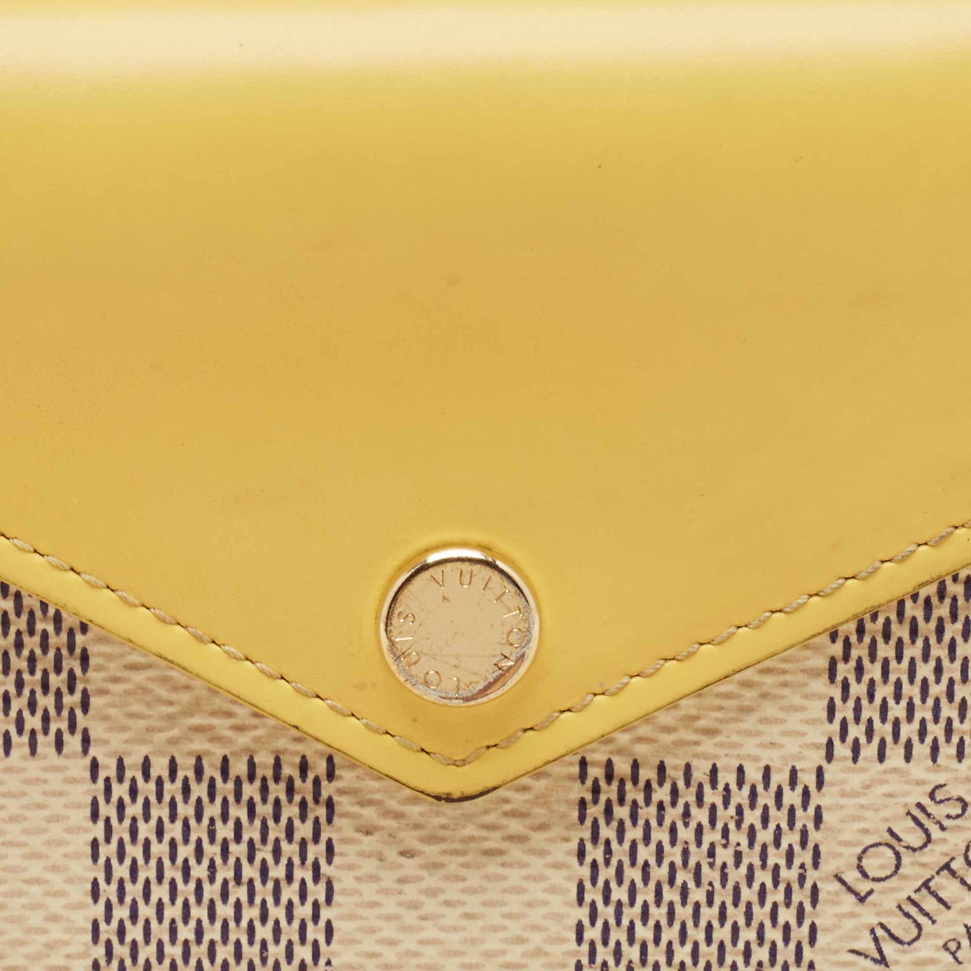 Louis Vuitton Jaune Pale Leather And Damier Azur Canvas Zoe Wallet