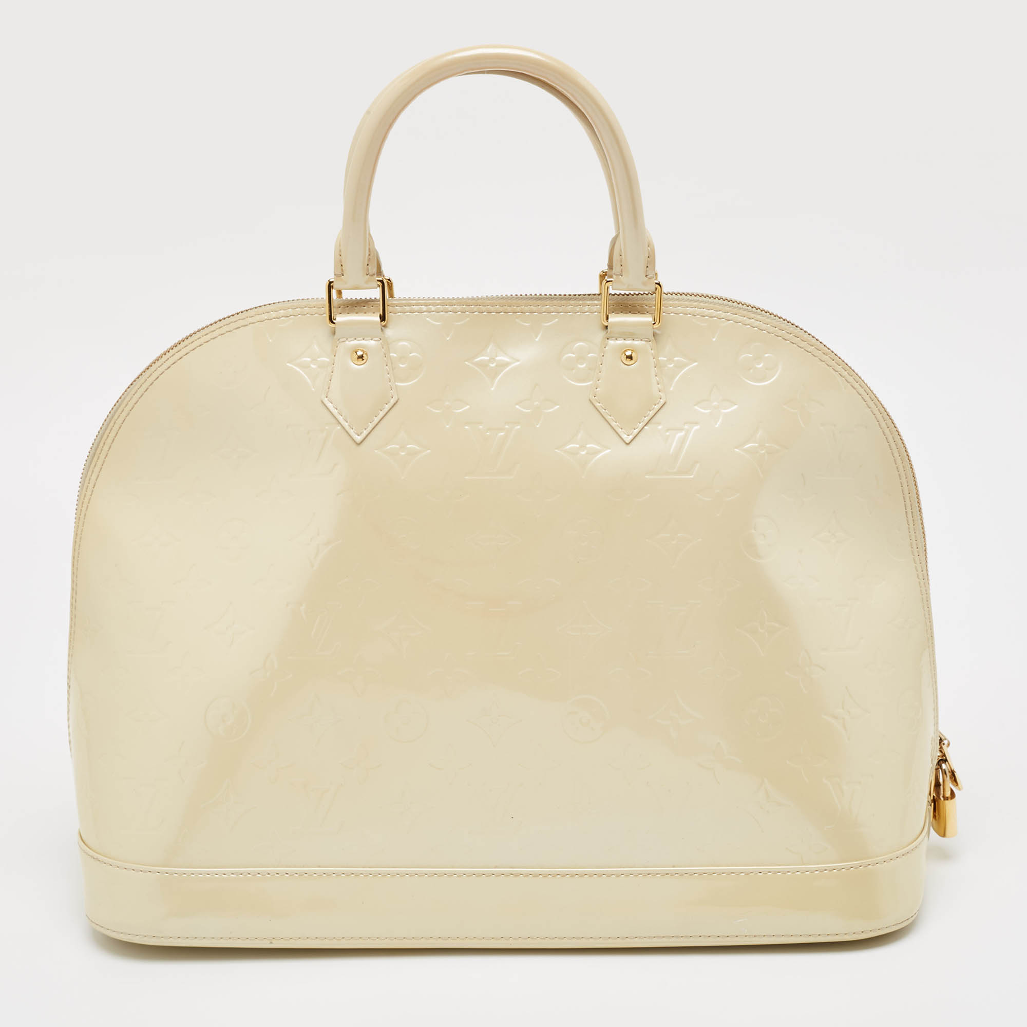 Louis Vuitton Cream Monogram Vernis Alma GM Bag