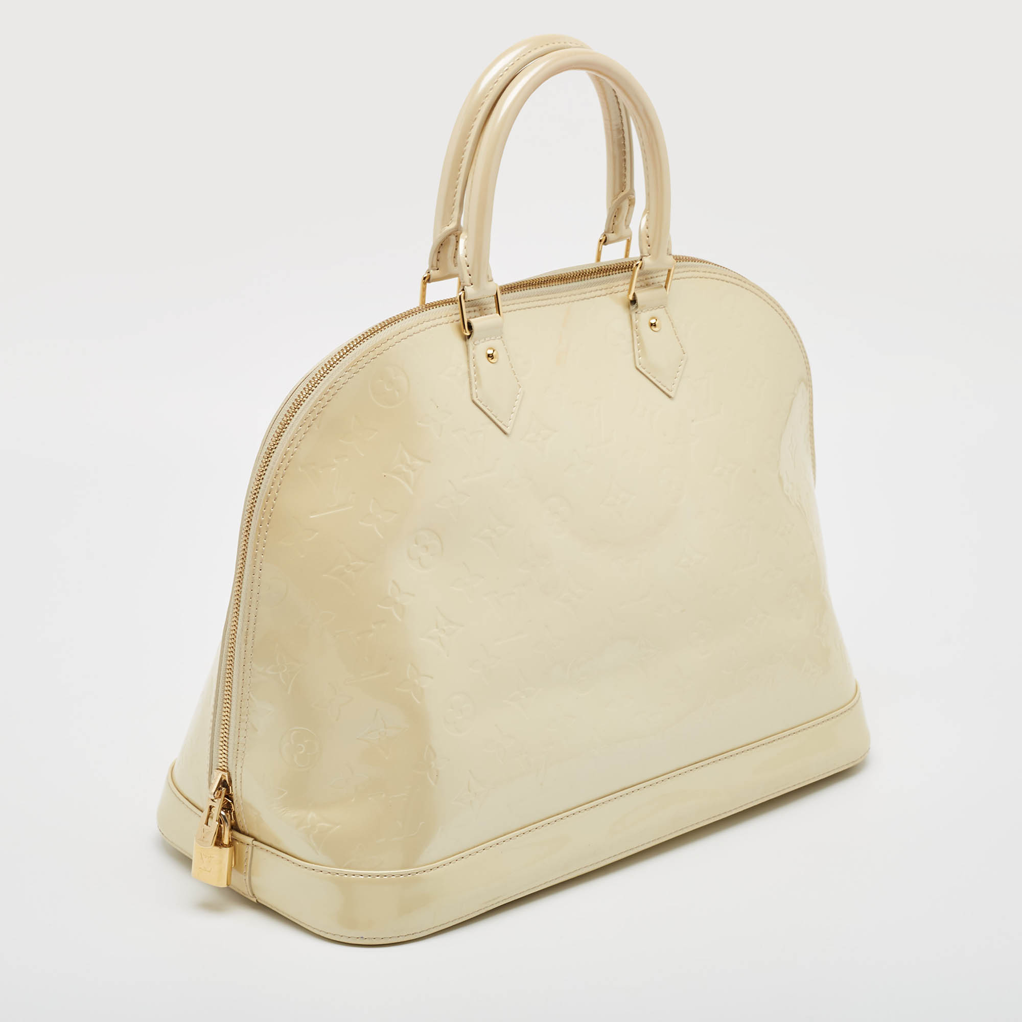 Louis Vuitton Cream Monogram Vernis Alma GM Bag