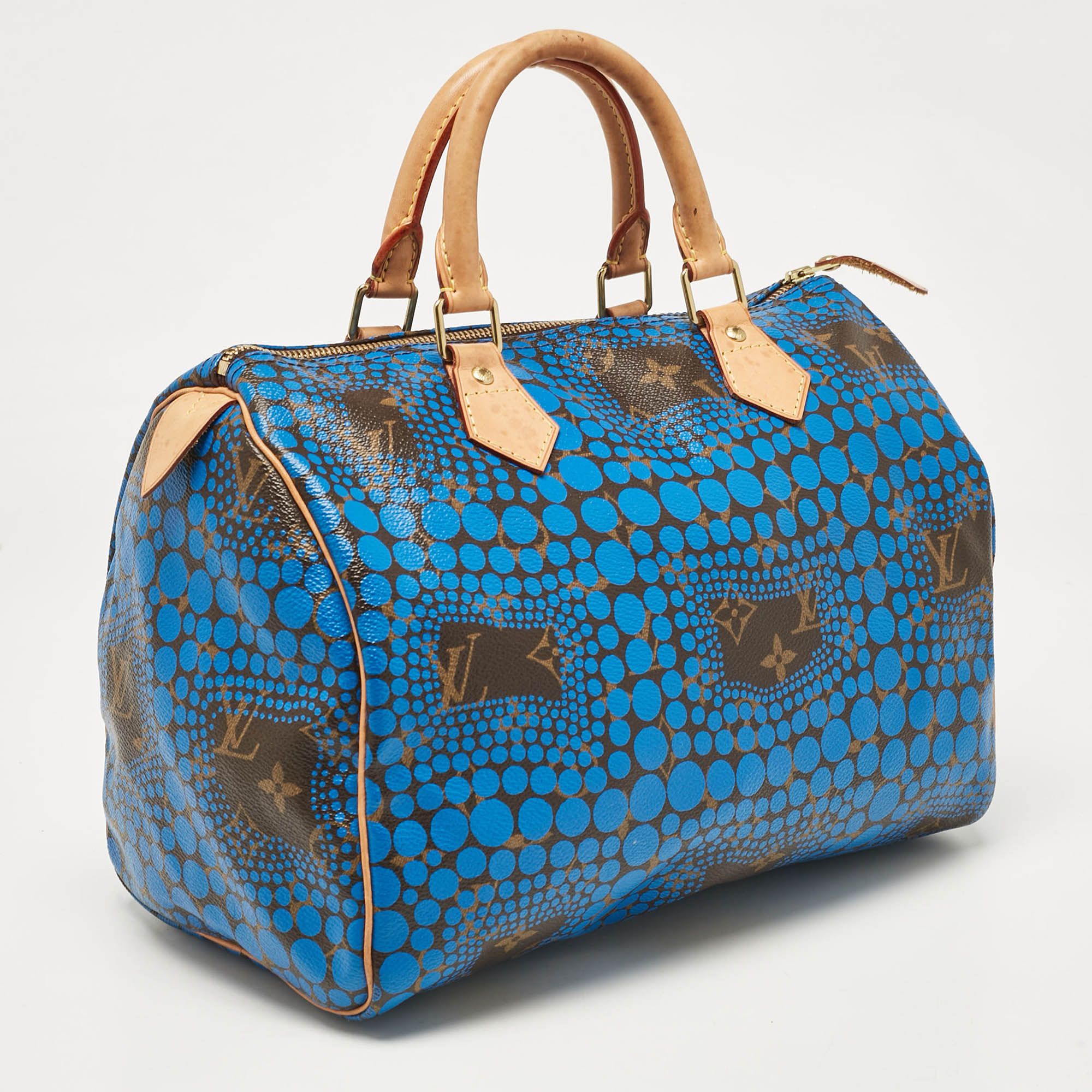 Louis Vuitton Blue Monogram Canvas Limited Edition Yayoi Kusama Town Speedy 30 Bag