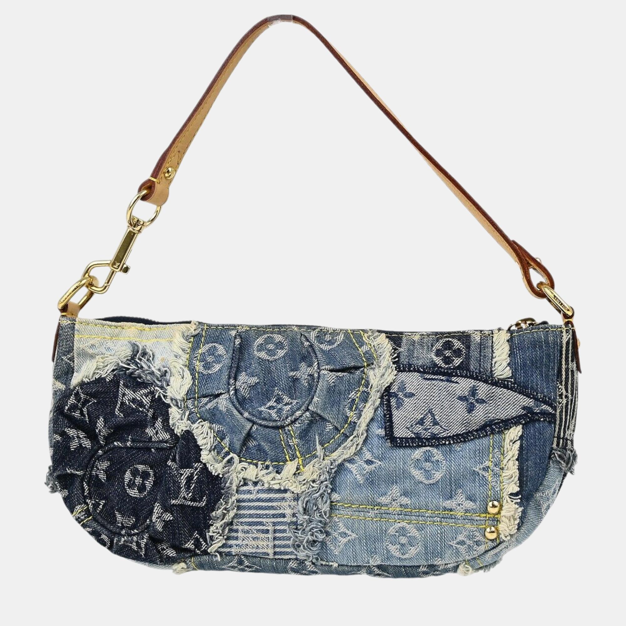 Louis Vuitton Blue Monogram Denim Patchwork Pouchy Handbag