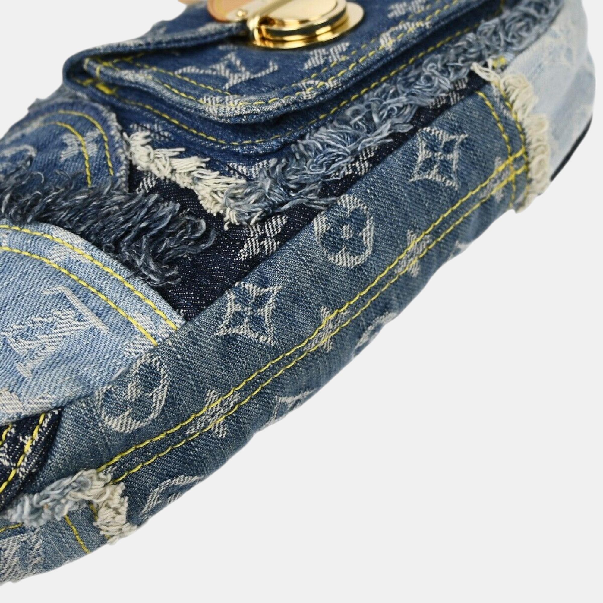 Louis Vuitton Blue Monogram Denim Patchwork Pouchy Handbag