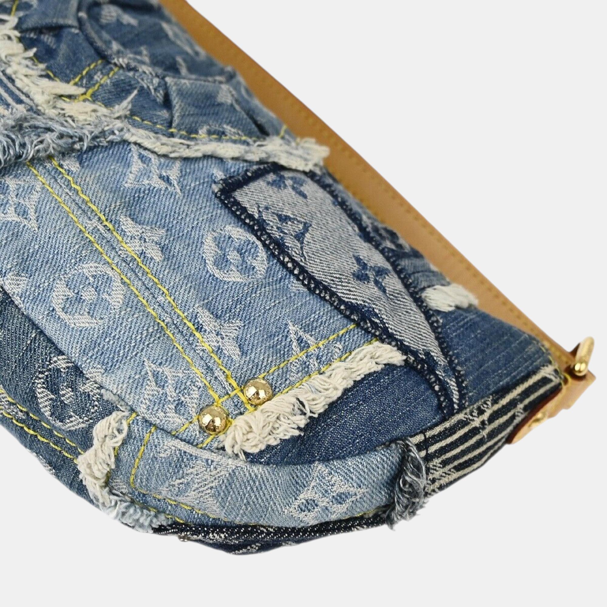 Louis Vuitton Blue Monogram Denim Patchwork Pouchy Handbag