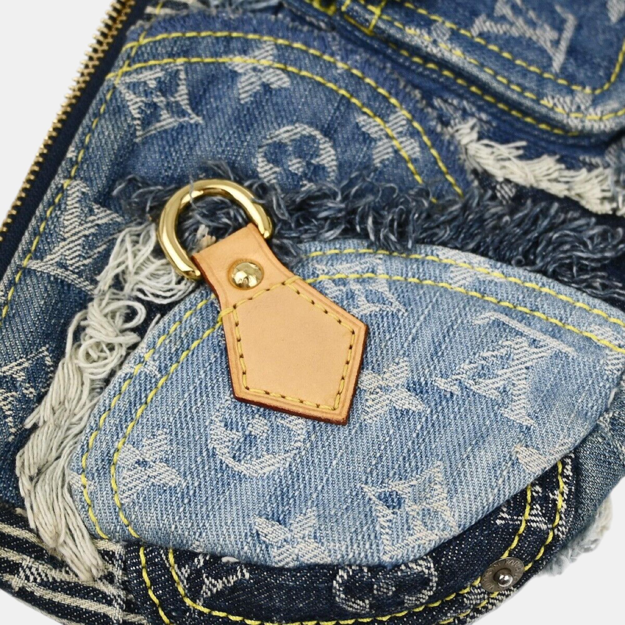 Louis Vuitton Blue Monogram Denim Patchwork Pouchy Handbag