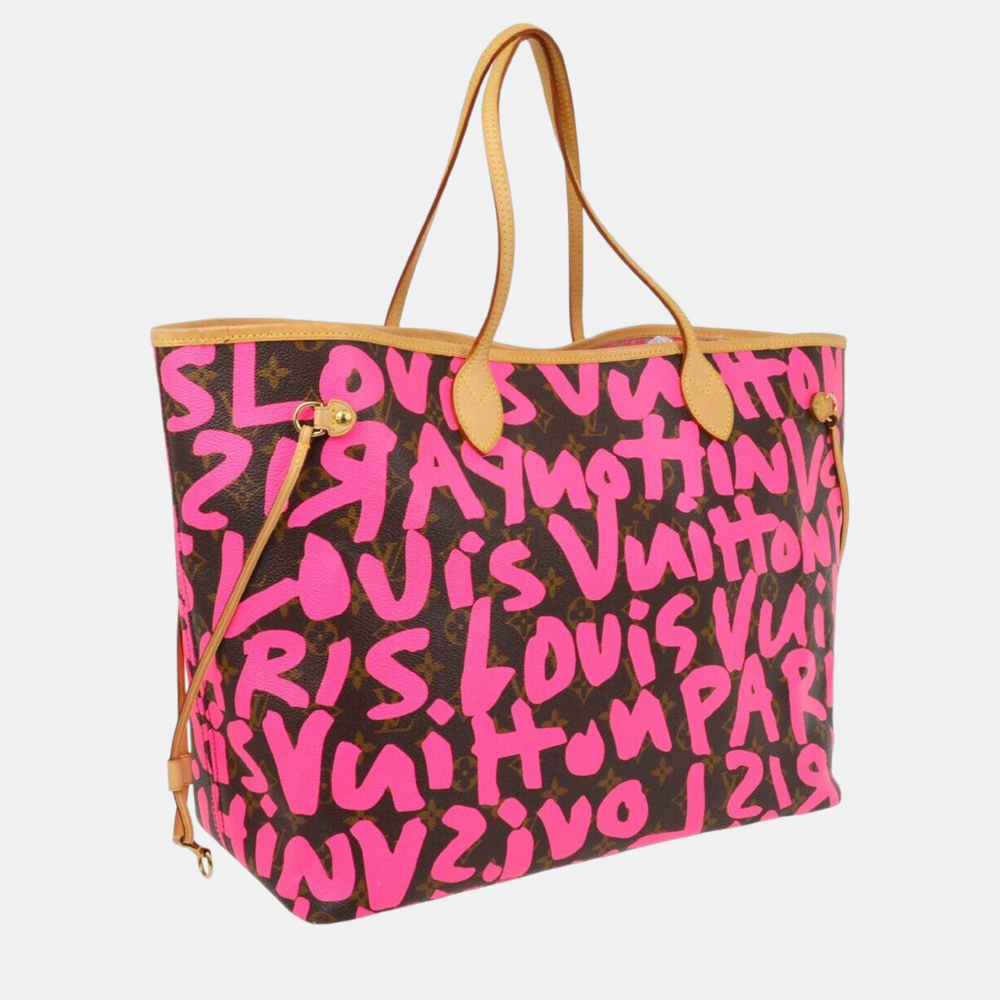 Louis Vuitton Pink Monogram Graffiti Neverfull GM Tote Bag