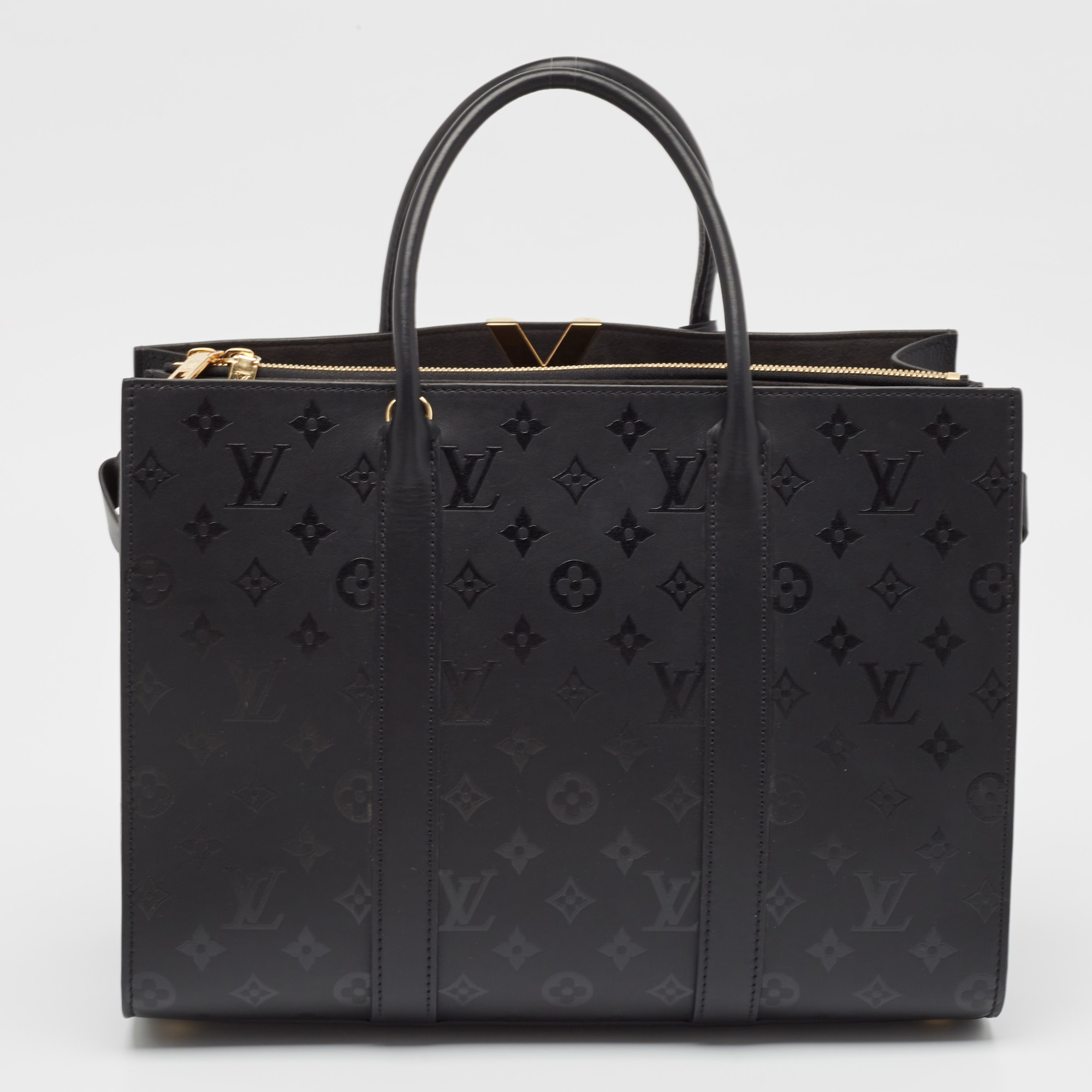 Louis Vuitton Black Monogram Cuir Plume Very Tote GM Bag