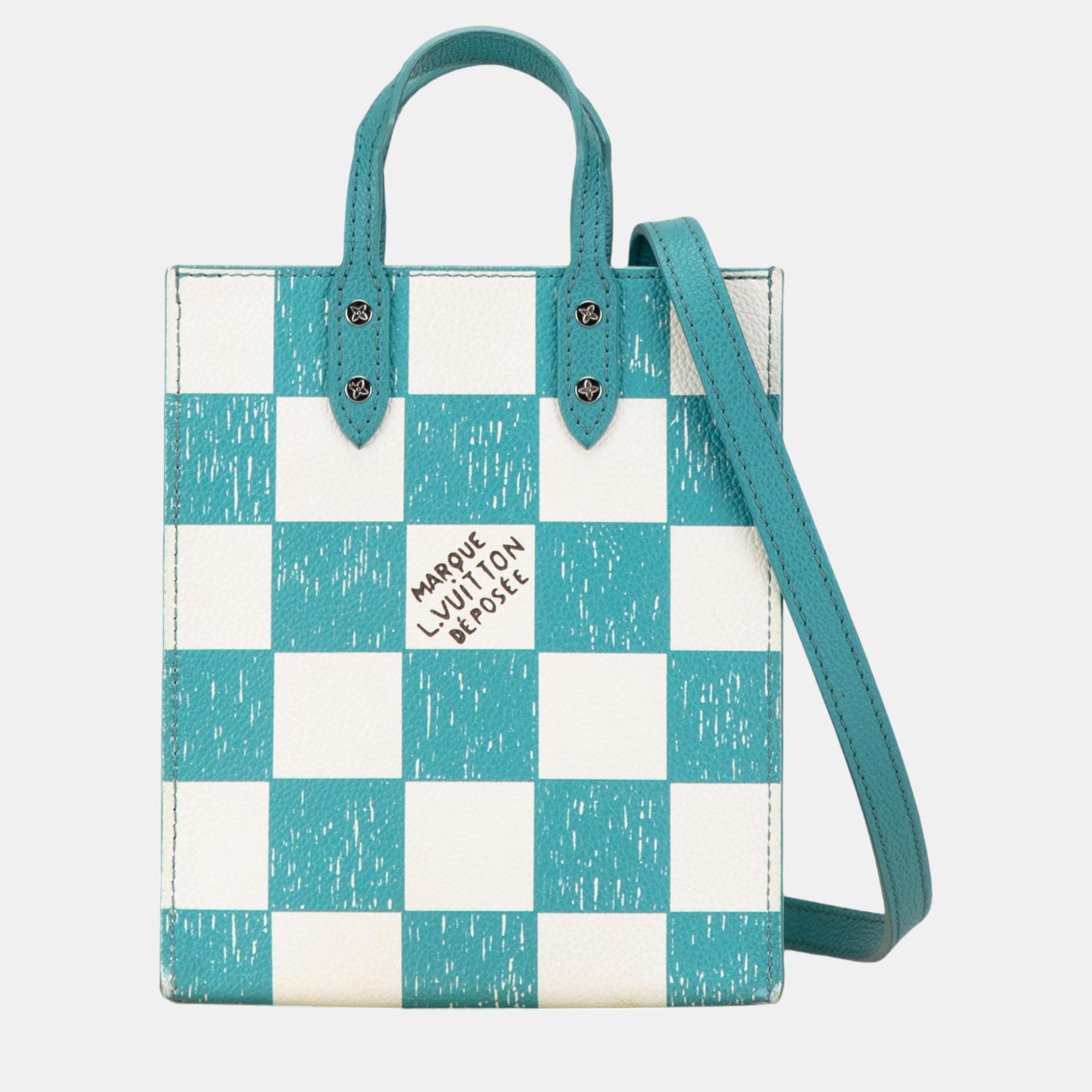 Louis Vuitton Blue Damier Checkerboard Sac Plat XS