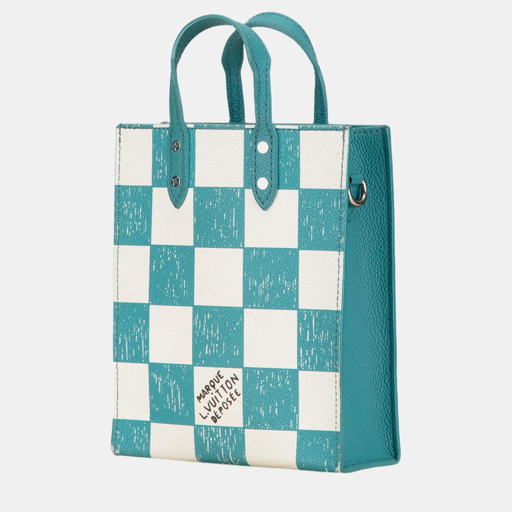 Louis Vuitton Blue Damier Checkerboard Sac Plat XS