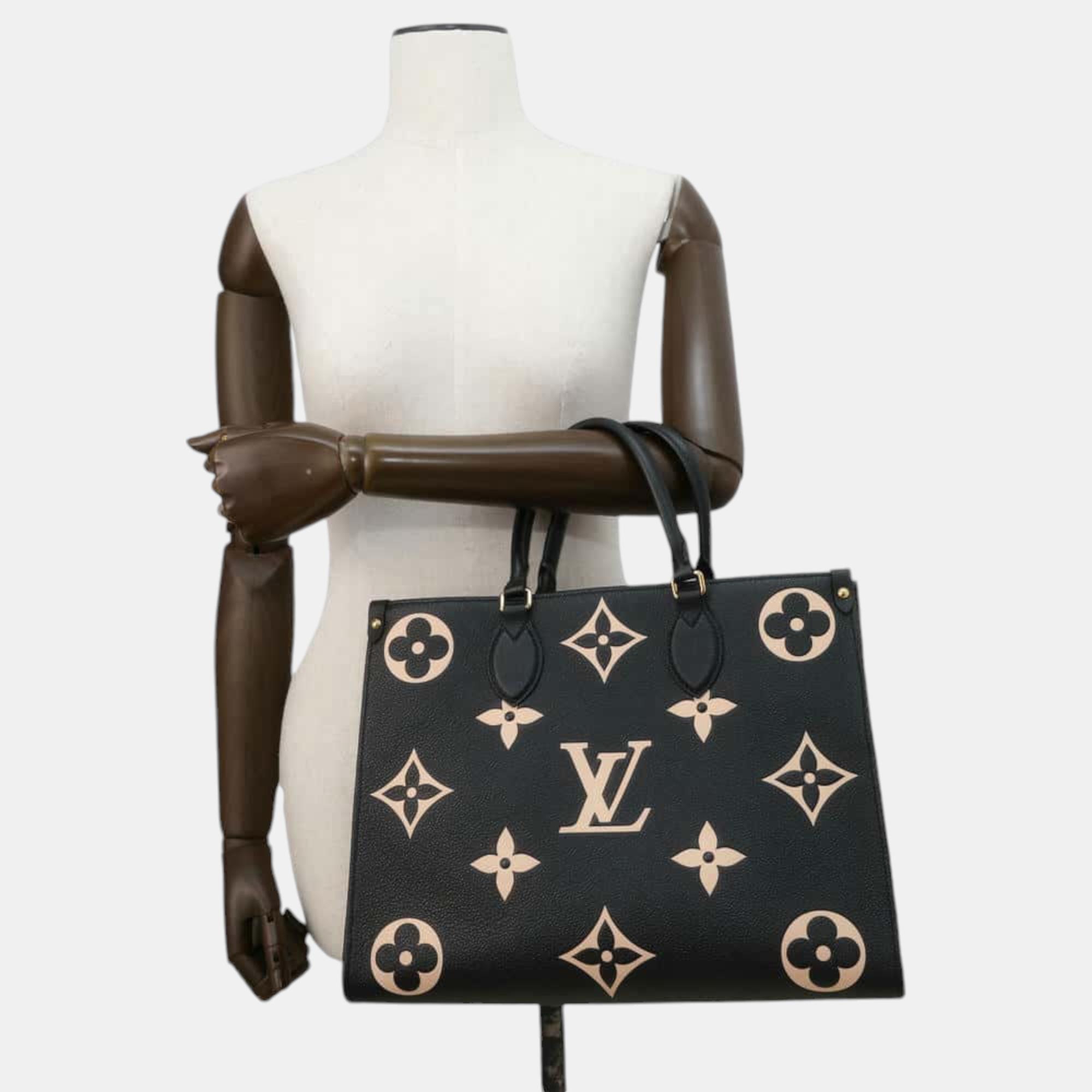 Louis Vuitton Onthego Noir/Beige Bicolor Monogram Empreinte Leather Size MM