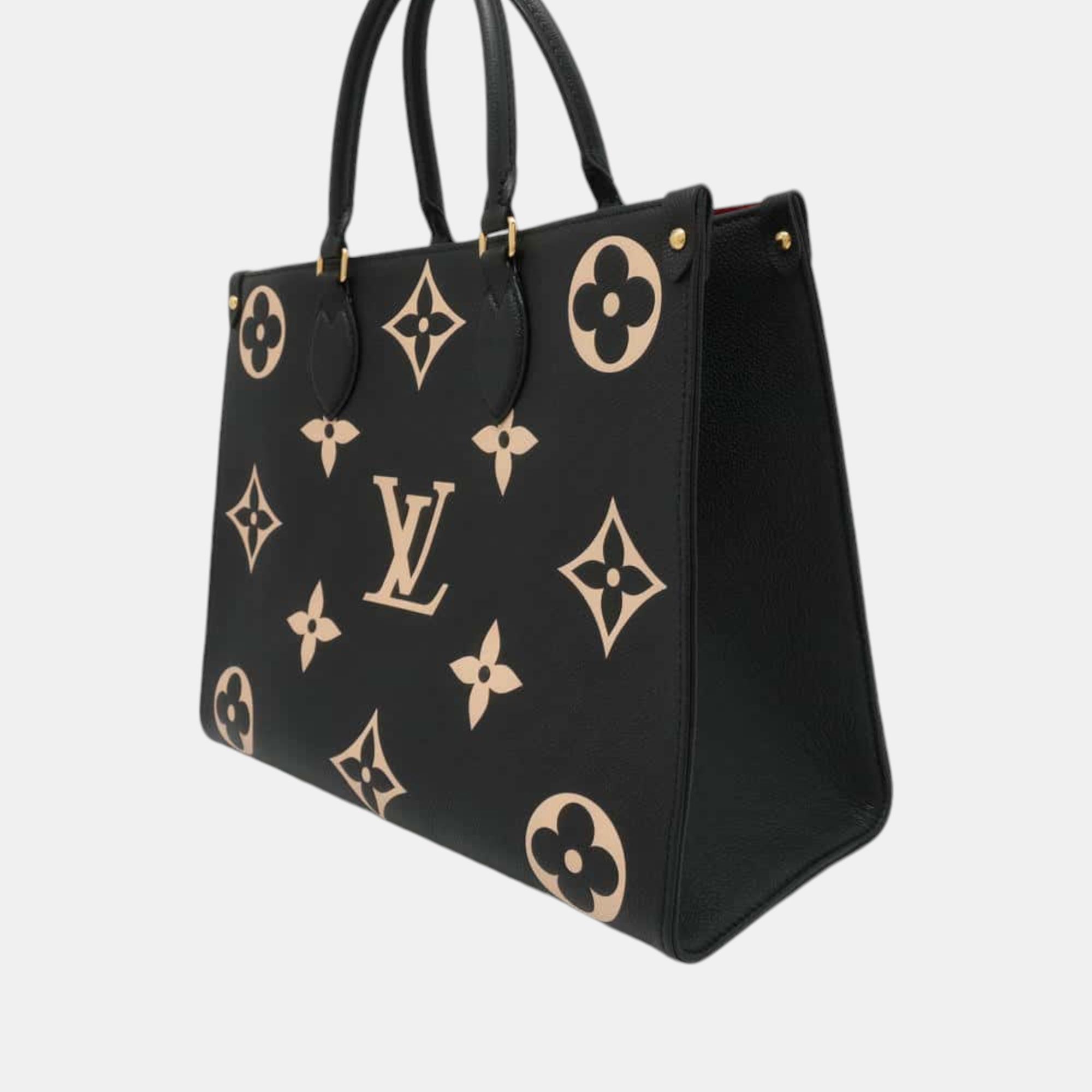 Louis Vuitton Onthego Noir/Beige Bicolor Monogram Empreinte Leather Size MM