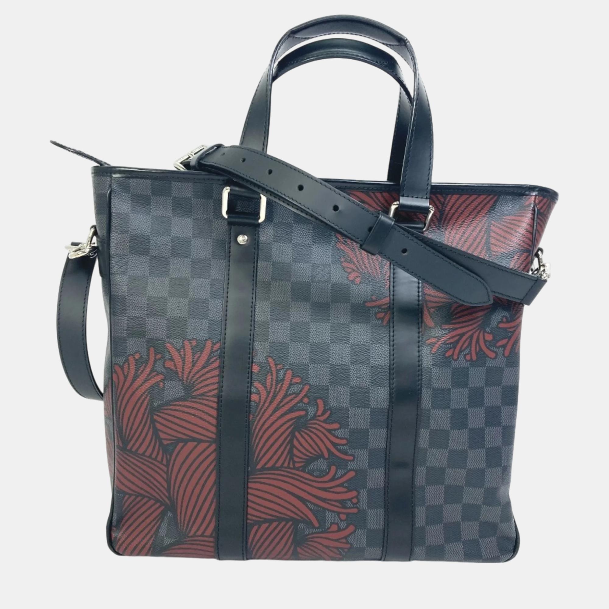 Louis Vuitton Black X Red Based Damier Graphite Tote Bag