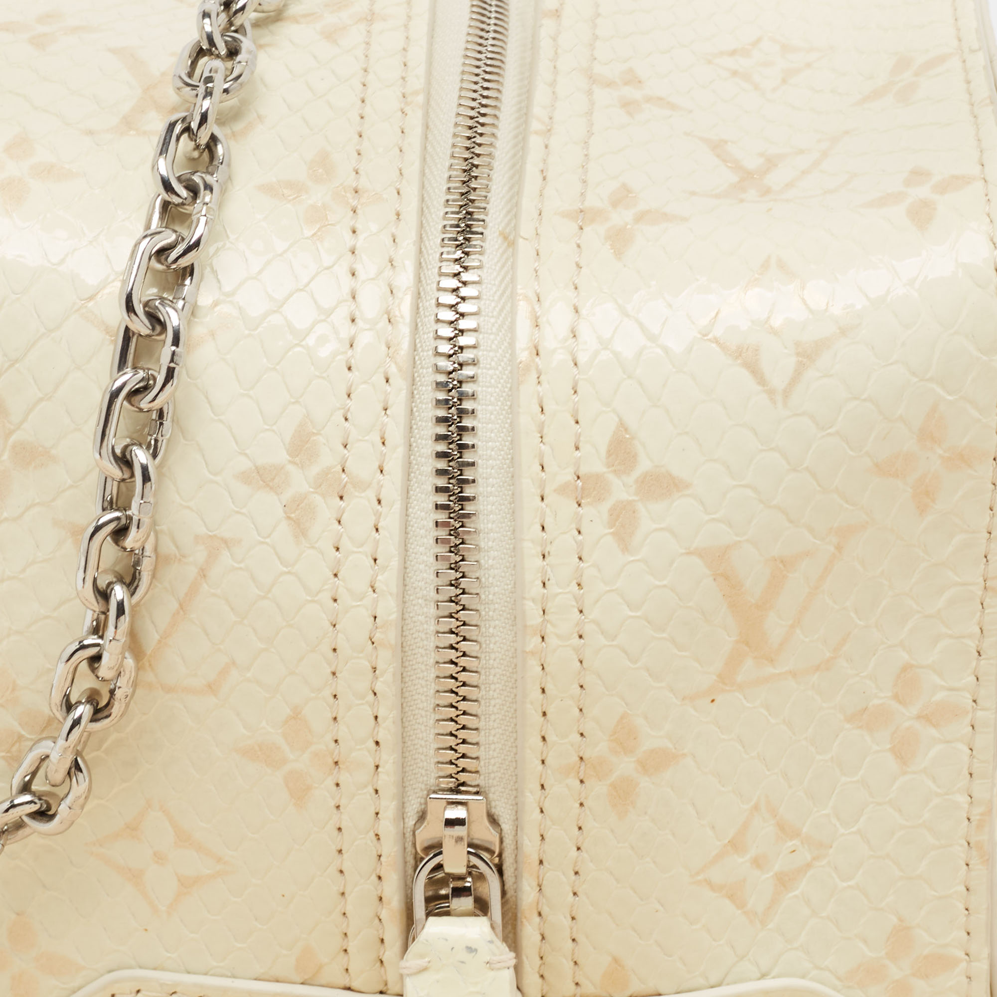 Louis Vuitton Cream Monogram Patent Python New Square Bag