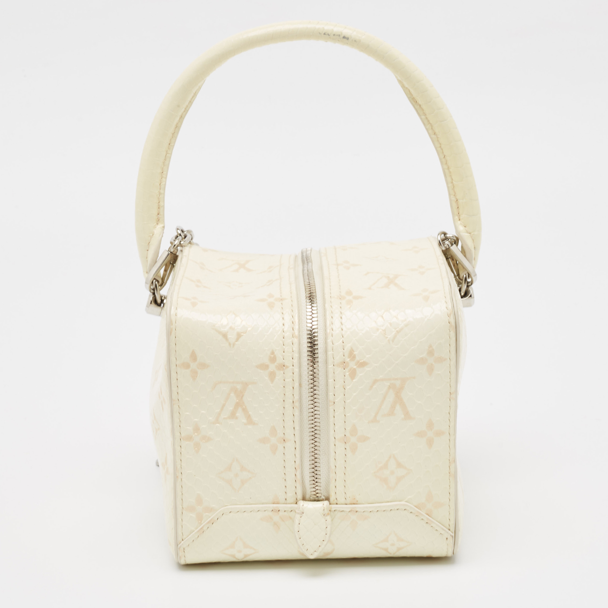 Louis Vuitton Cream Monogram Patent Python New Square Bag