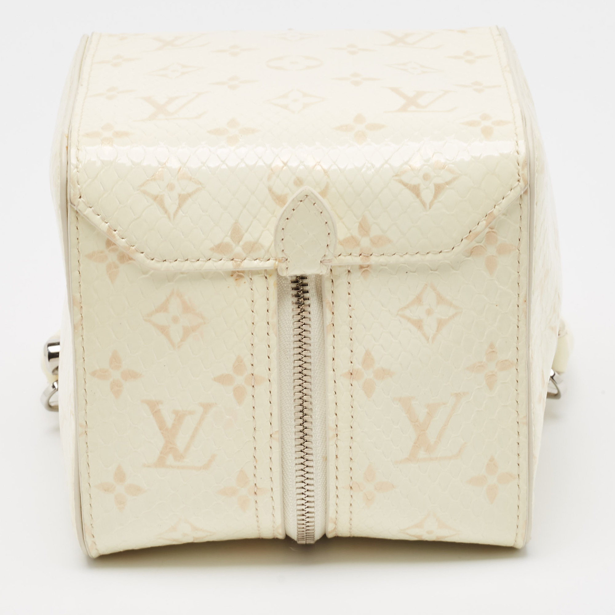 Louis Vuitton Cream Monogram Patent Python New Square Bag