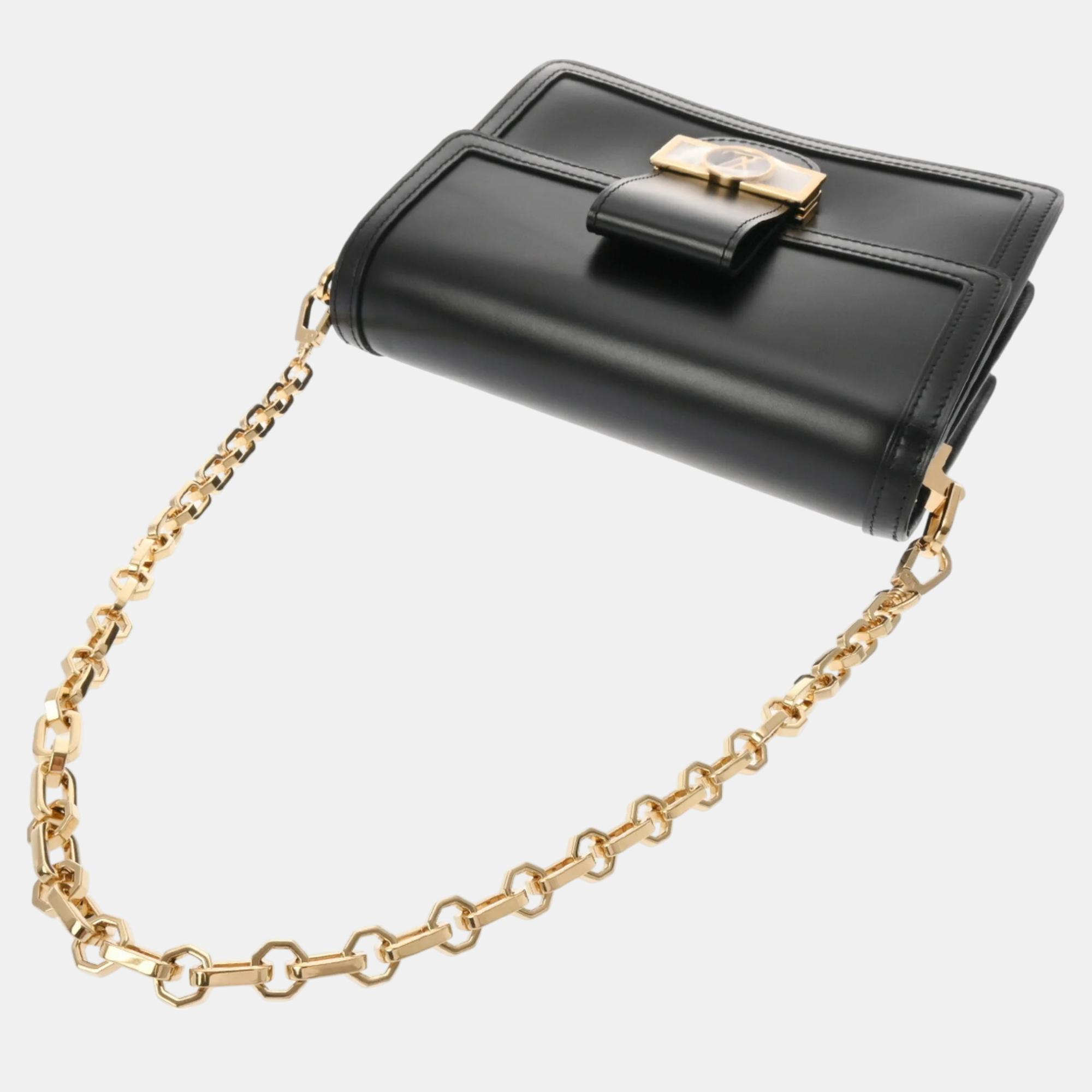 Louis Vuitton Black Leather Dauphine MM Chain Shoulder Bag