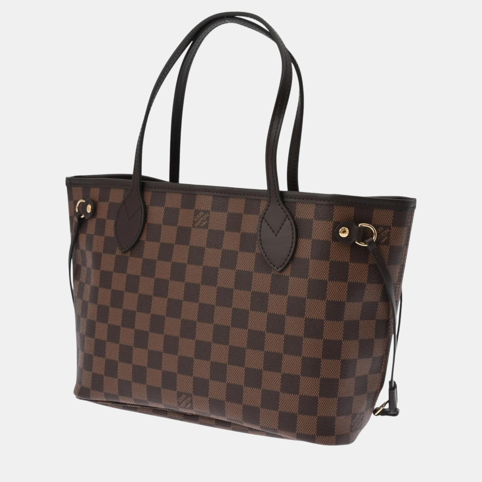 Louis Vuitton Damier Neverfull Pm Brown Canvas Handbag